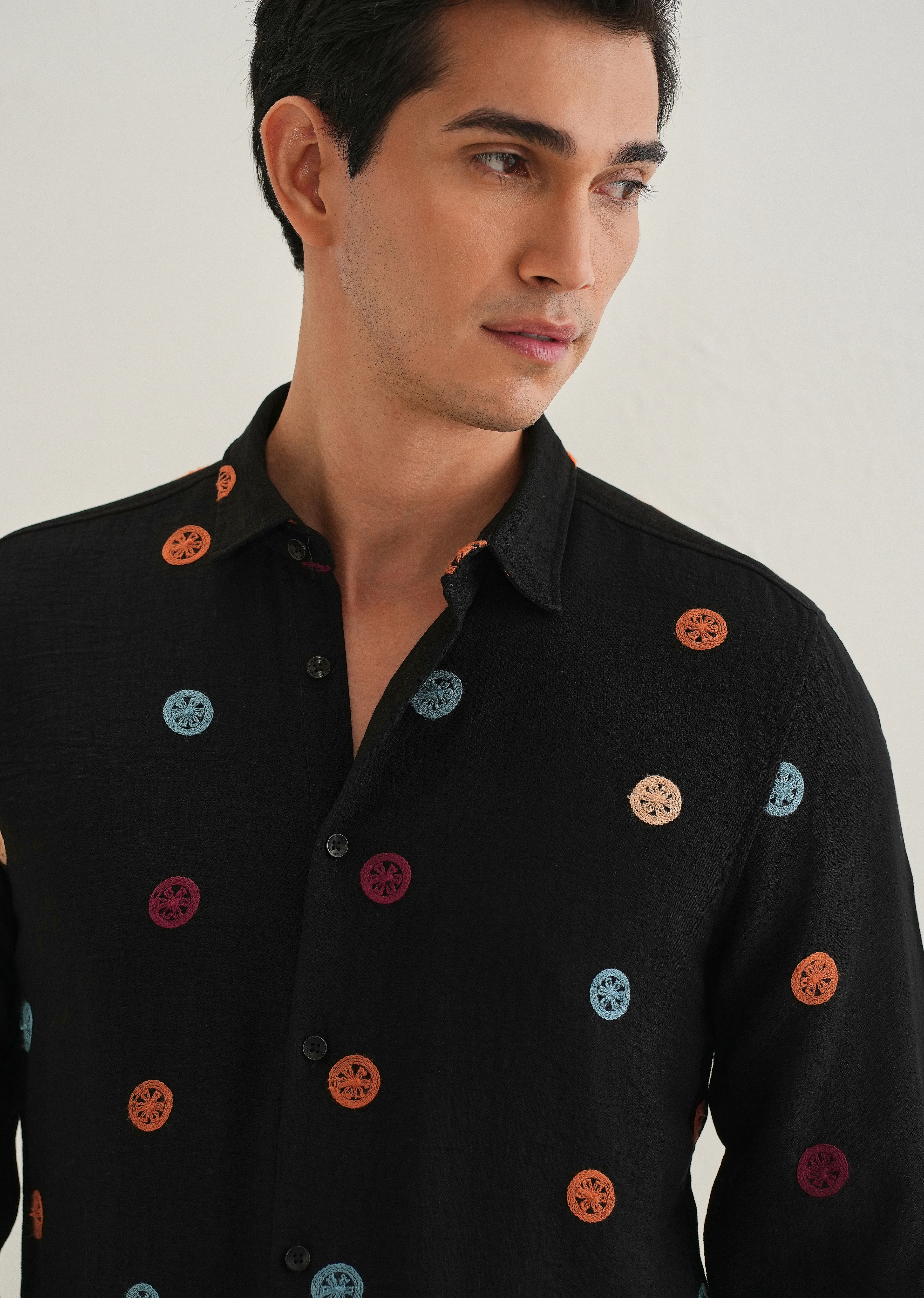 Black Florescent Embroidered Shirt - Image 2