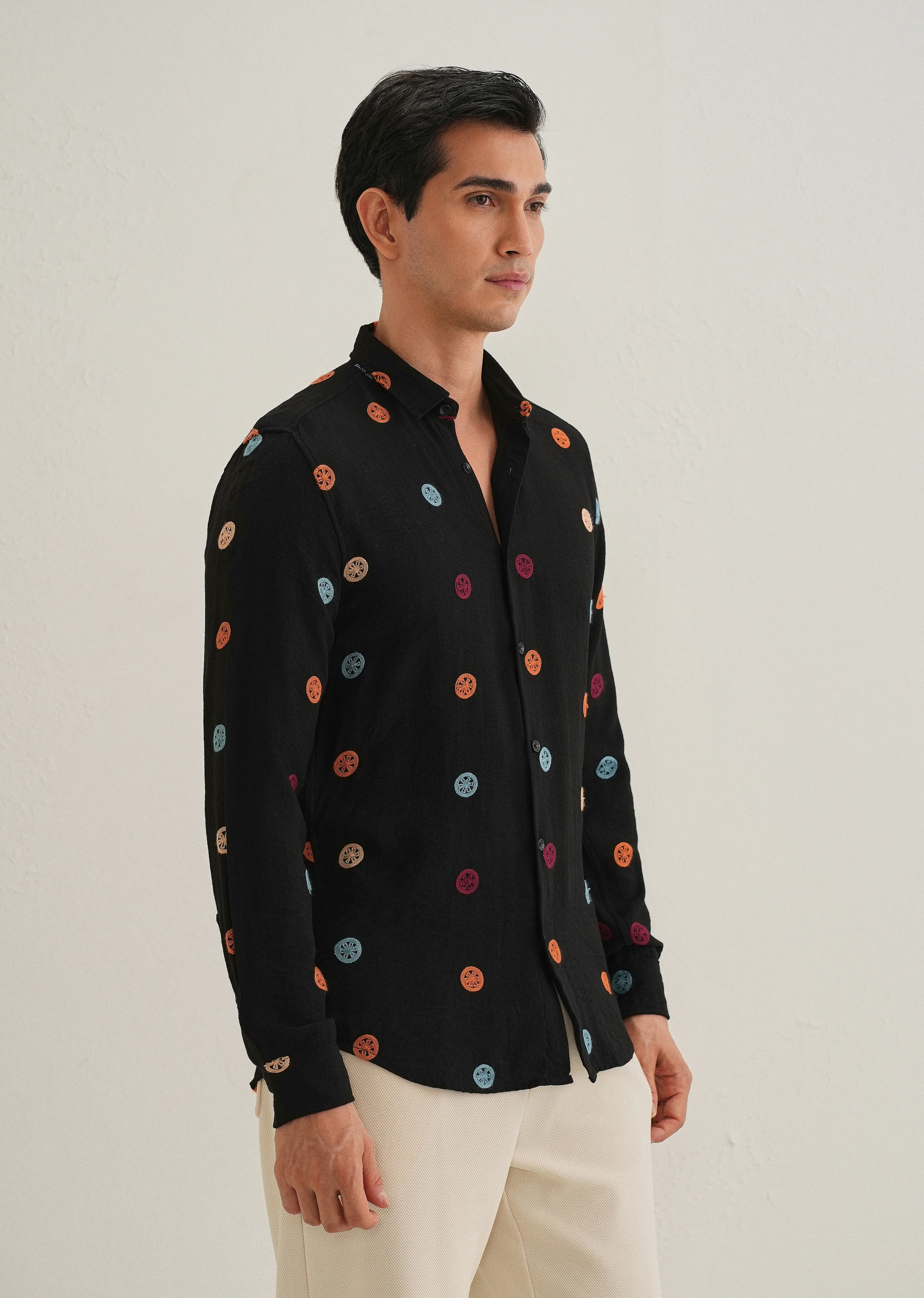 Black Florescent Embroidered Shirt - Image 5