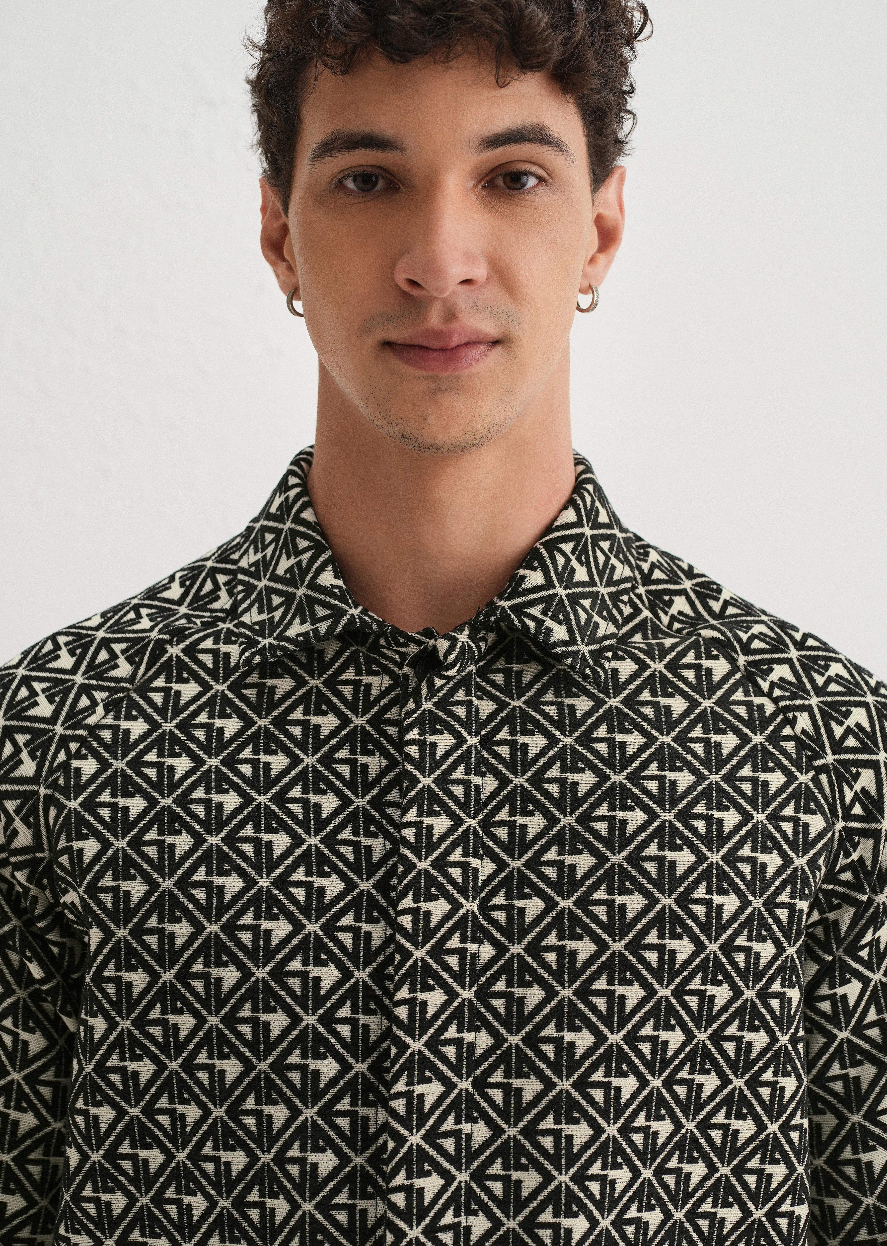 Black Geometric Pattern Shacket - Image 7