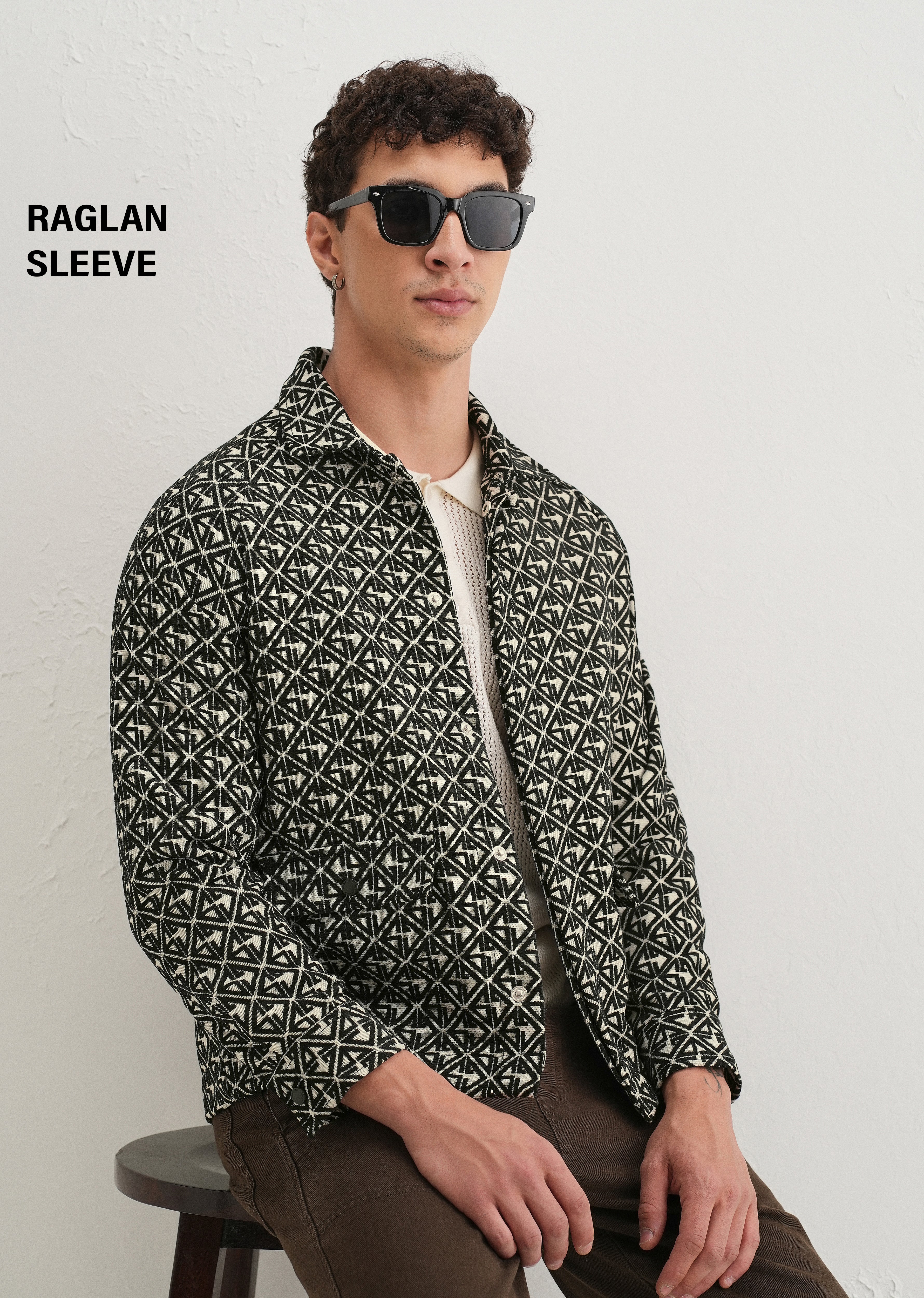 Black Geometric Pattern Shacket - Image 9