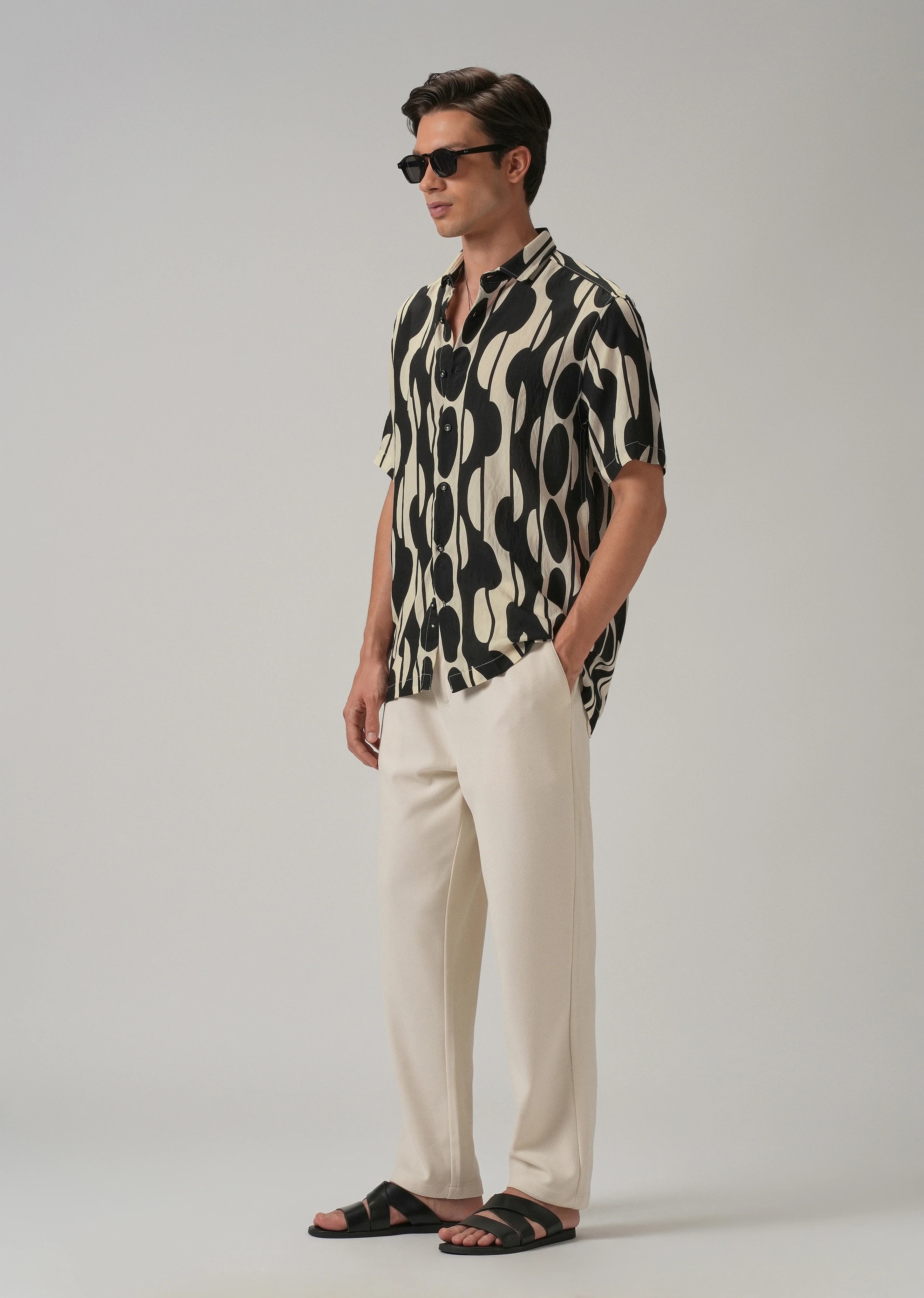 Black Geometric Printed Shirt - Image 6