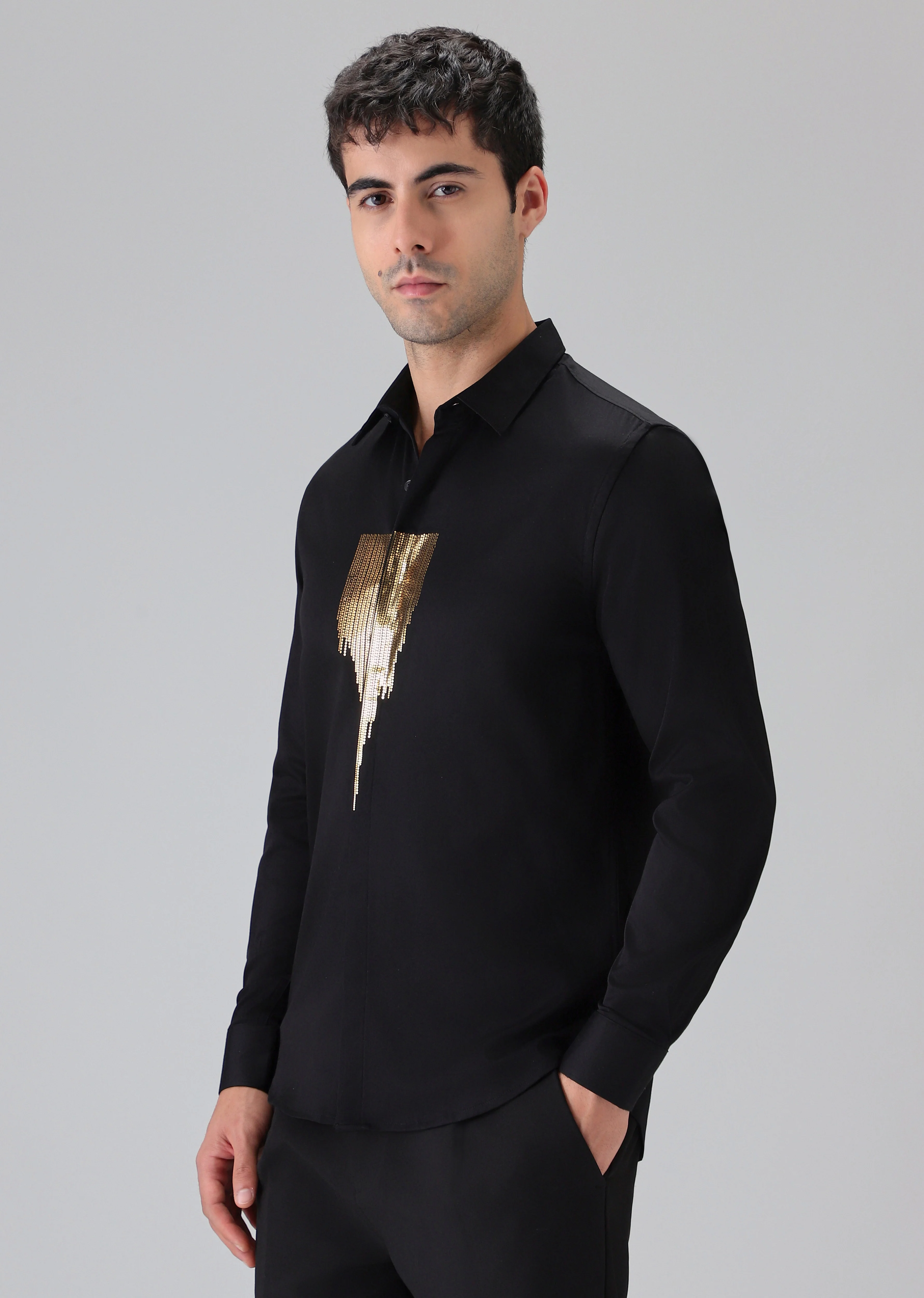 Black Glimmer Designer Shirt - Image 4