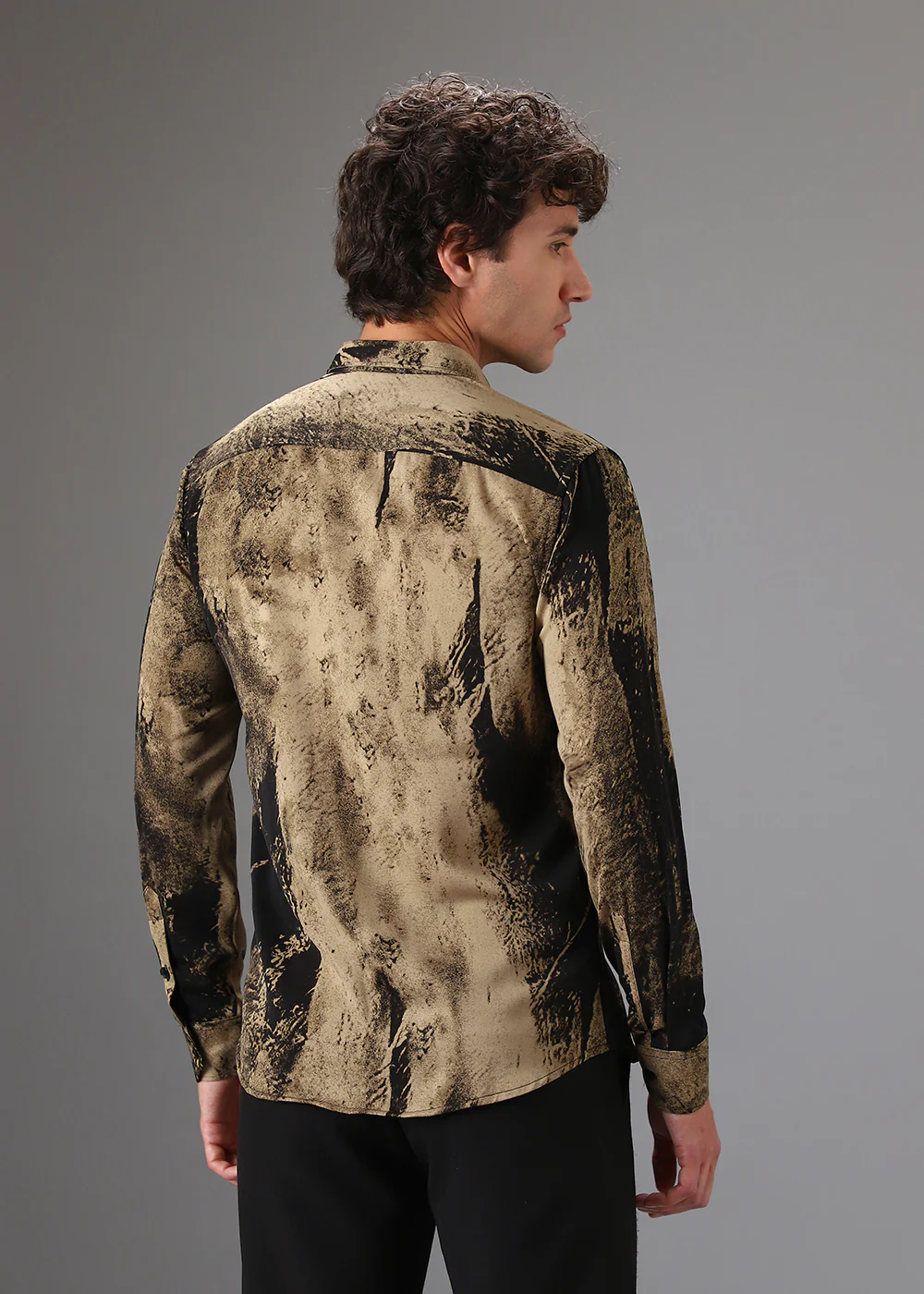 Black Golden Abstract Printed Shirt - Image 4