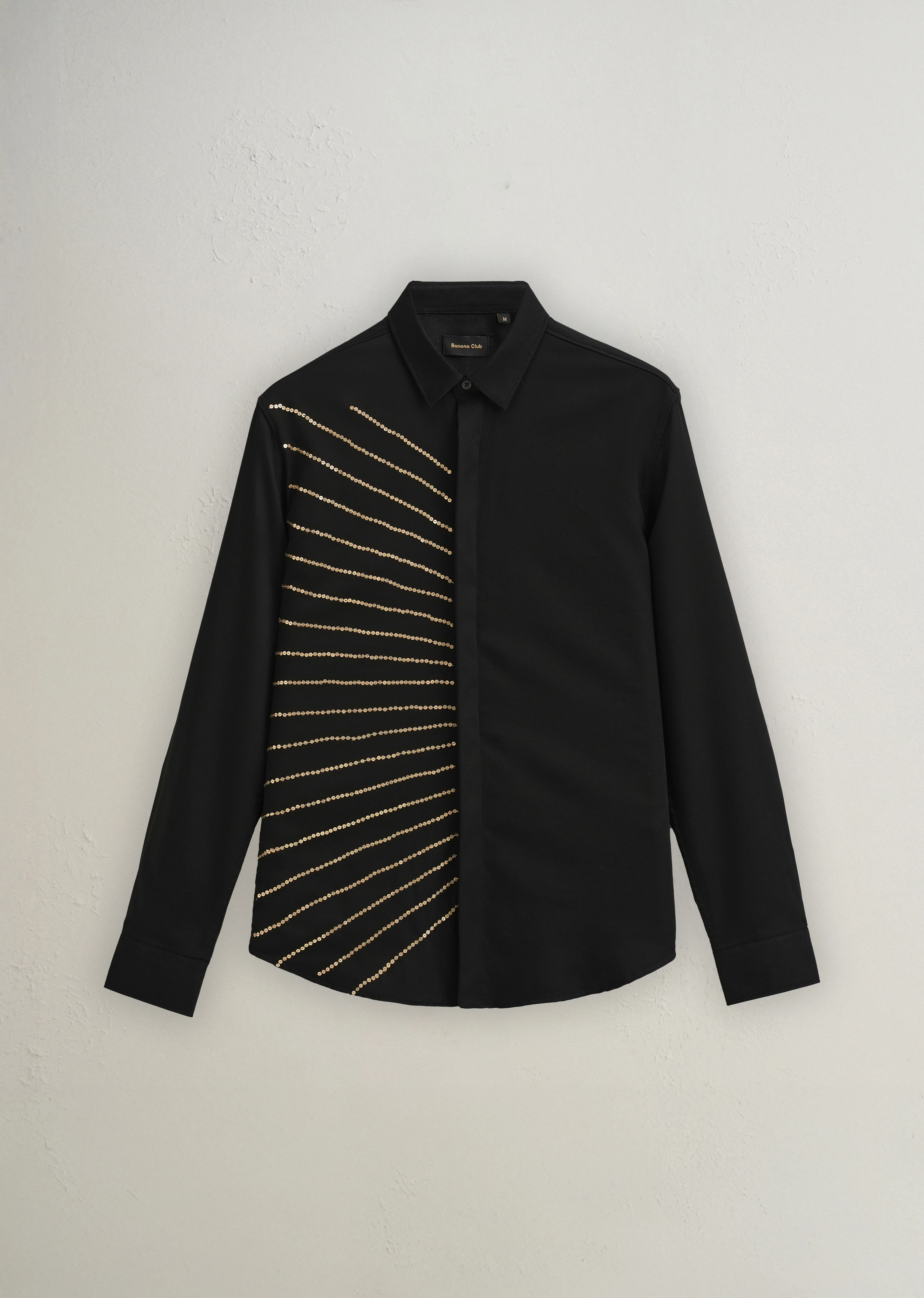 Black Gradient Ray Sequin Designer Shirt - Image 2