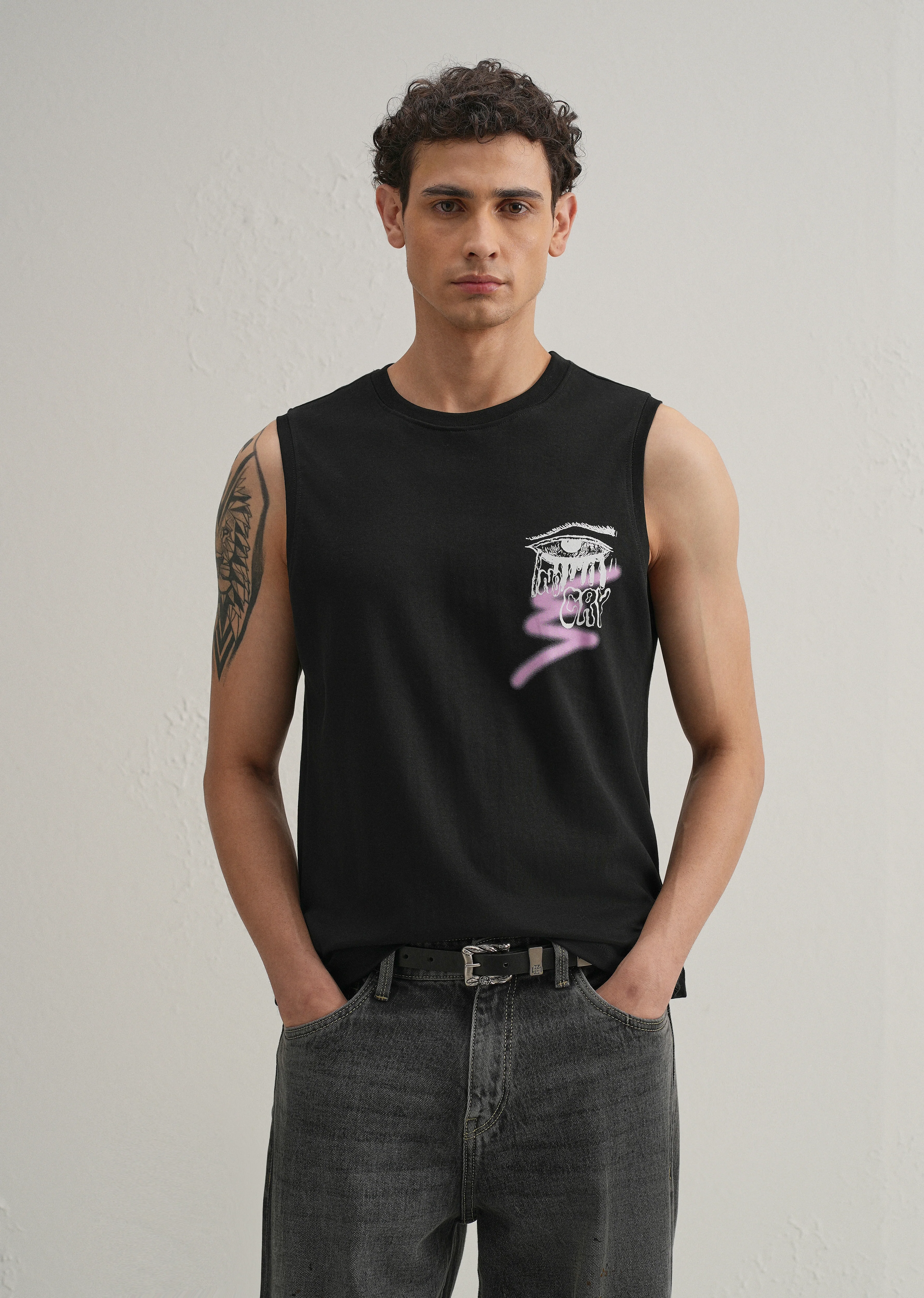 Black Graffiti Printed Tank - Image 2