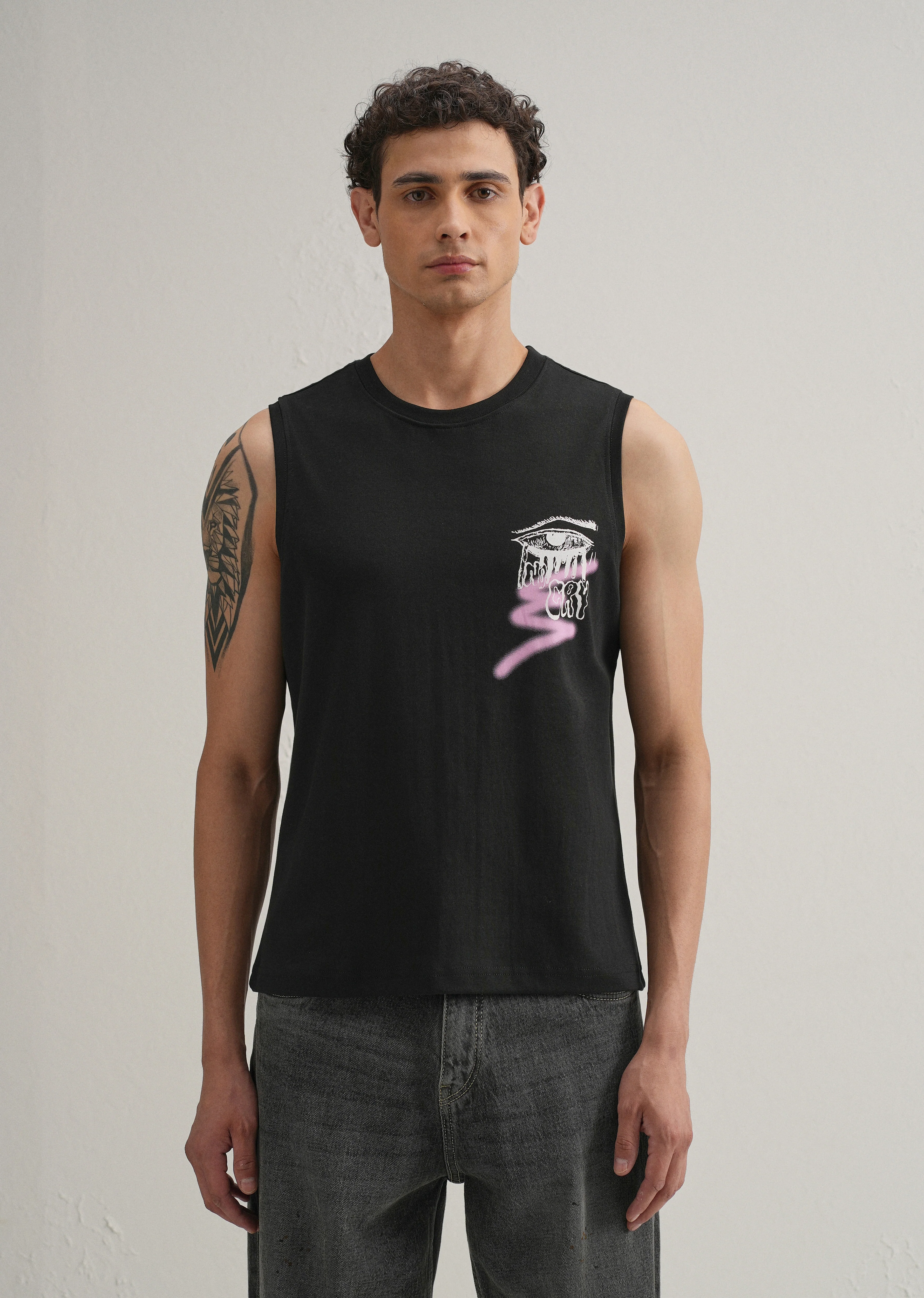Black Graffiti Printed Tank - Image 4