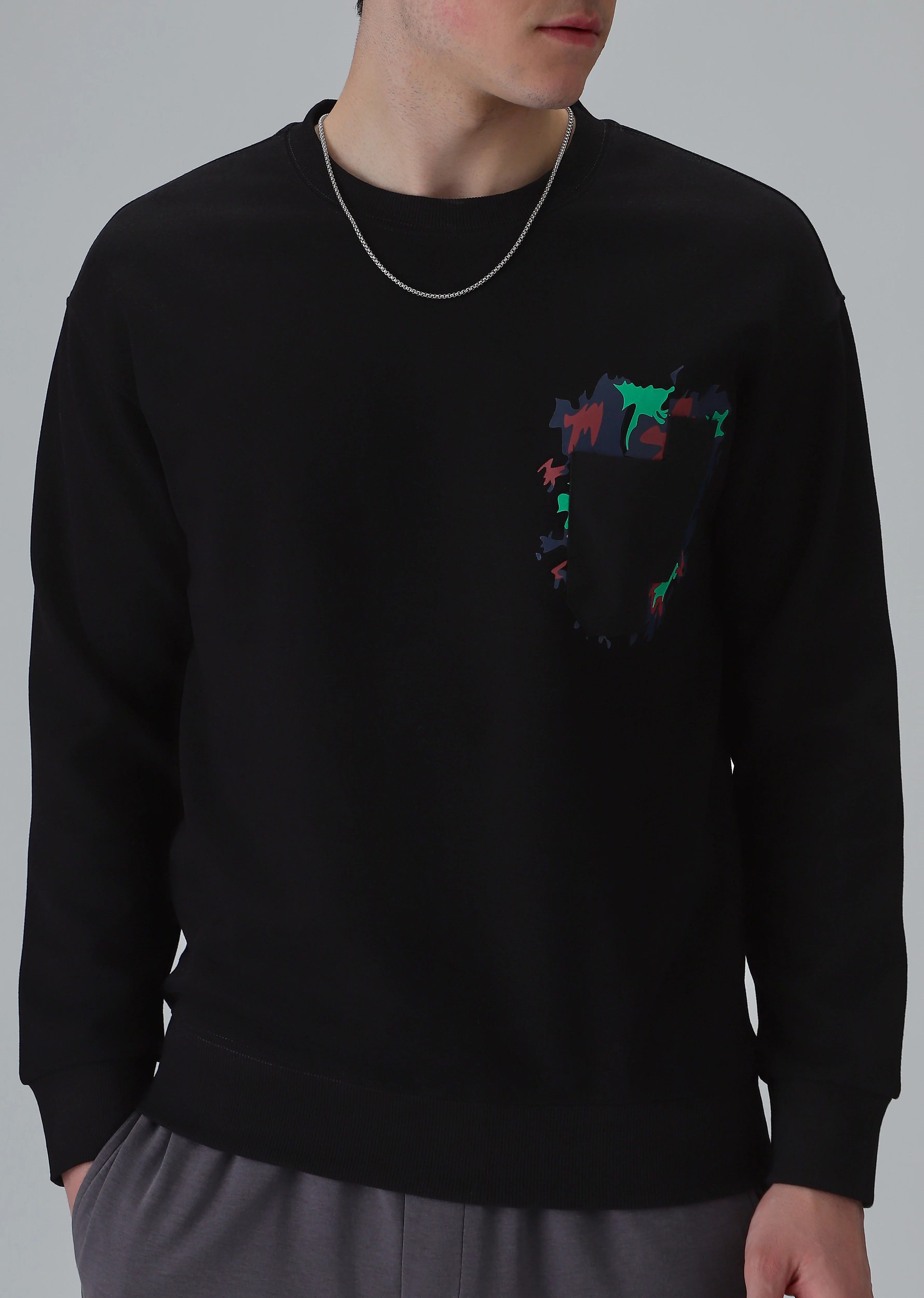 Black Graphic Pocket Sweatshirt - Image 7