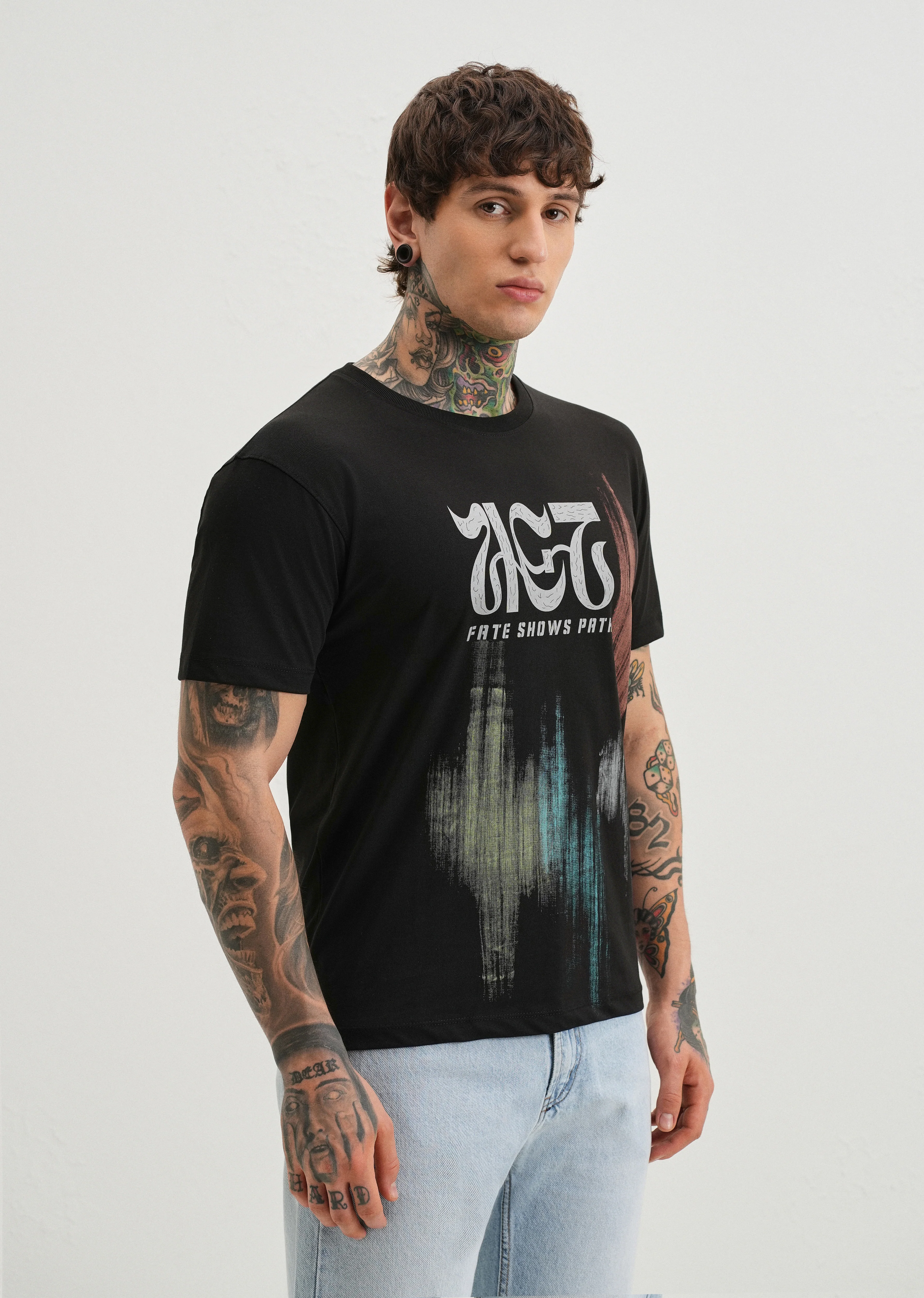 Black Graphic Printed T-shirt - Image 4