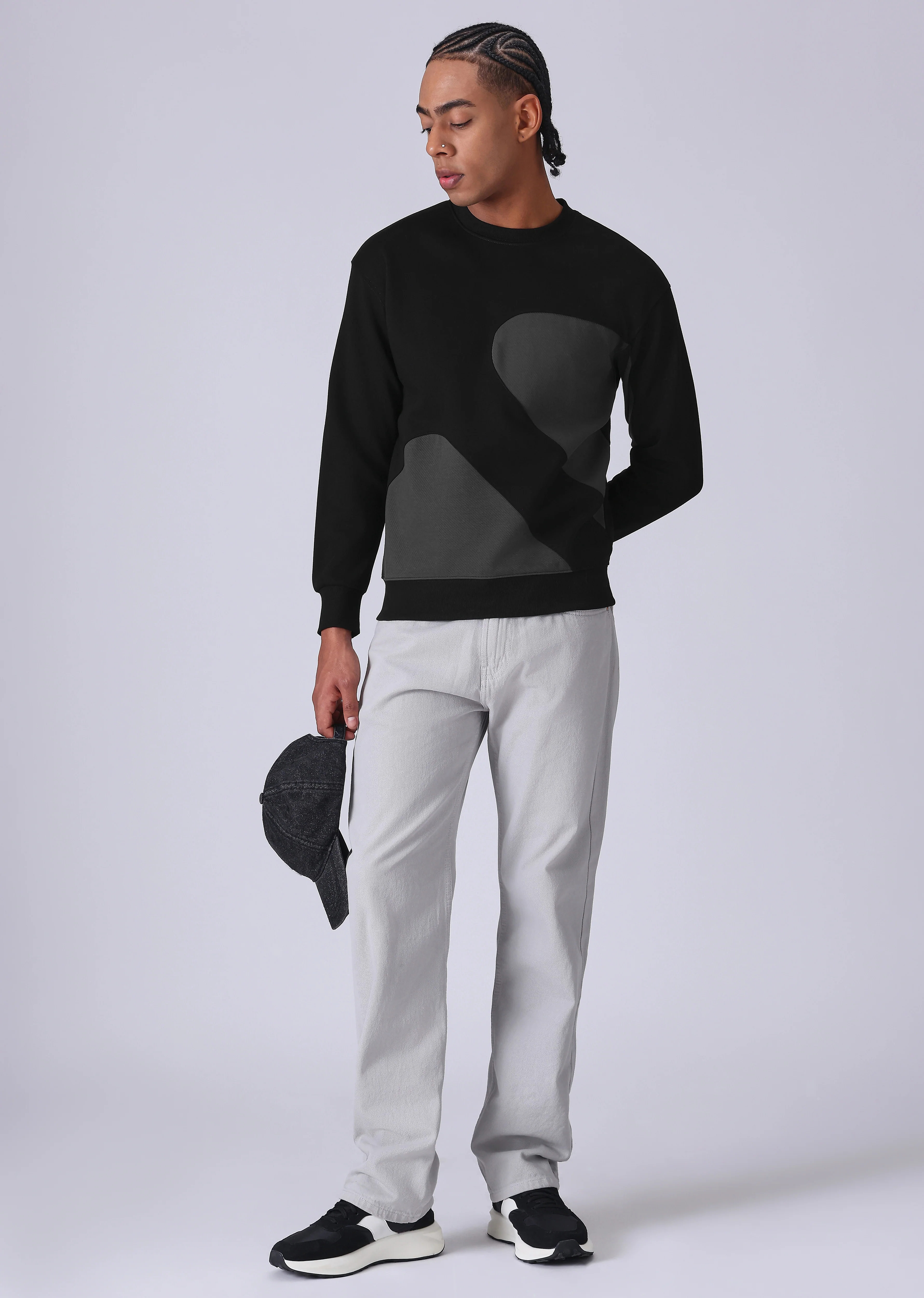 Black Grey Colorblock Sweatshirt - Image 6
