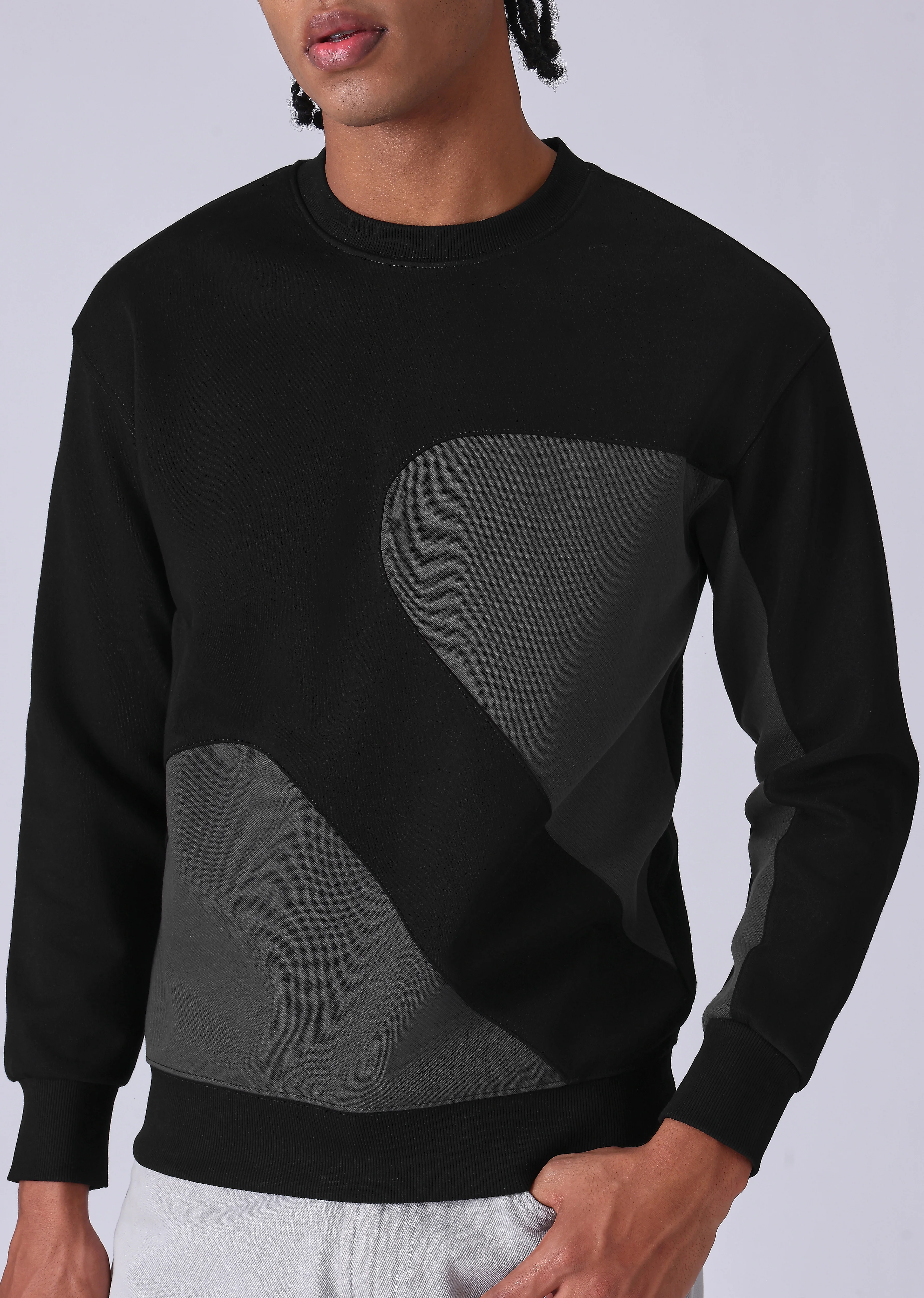 Black Grey Colorblock Sweatshirt - Image 7