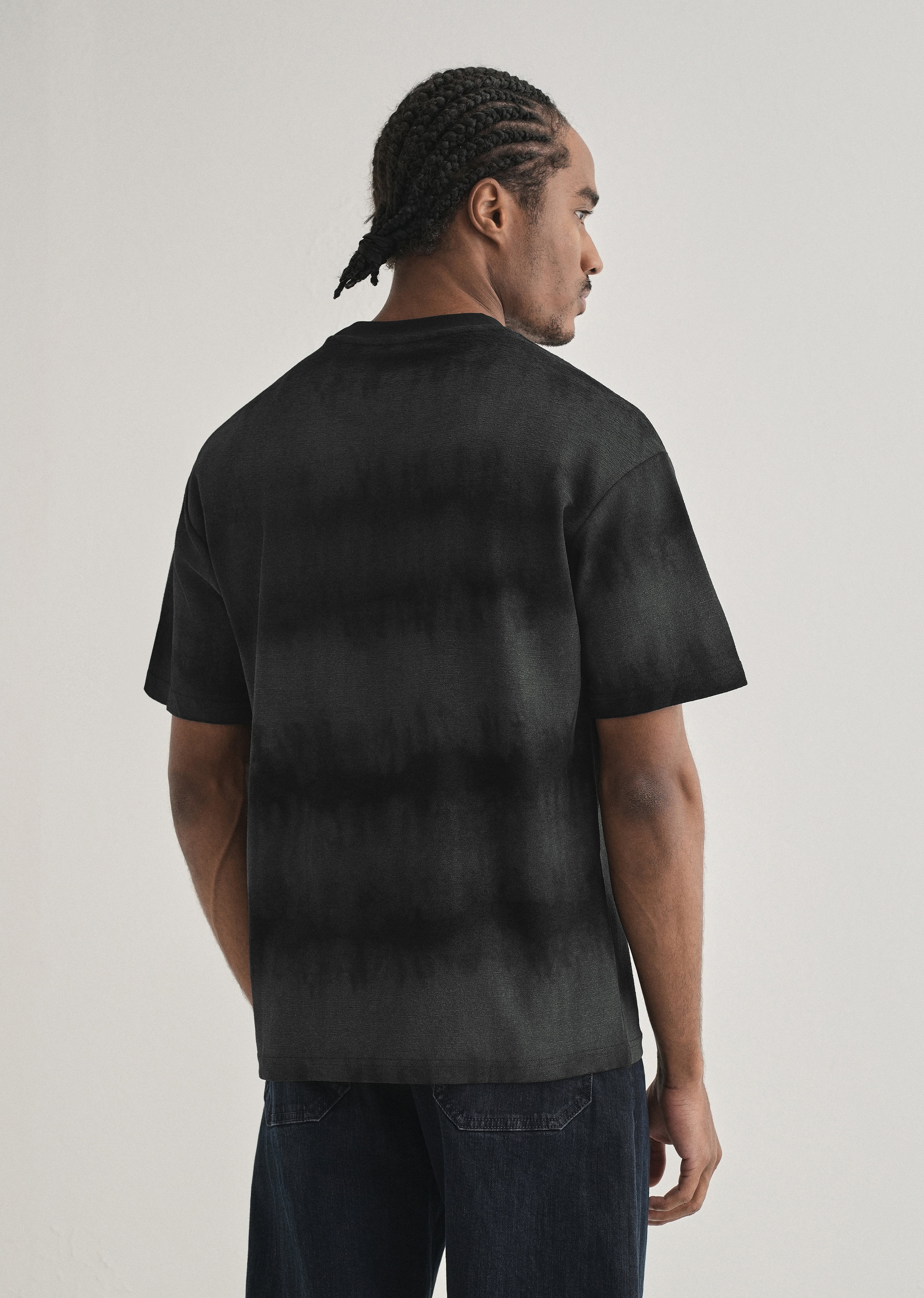 Black Grey Tie & Dye Oversized T-shirt - Image 2