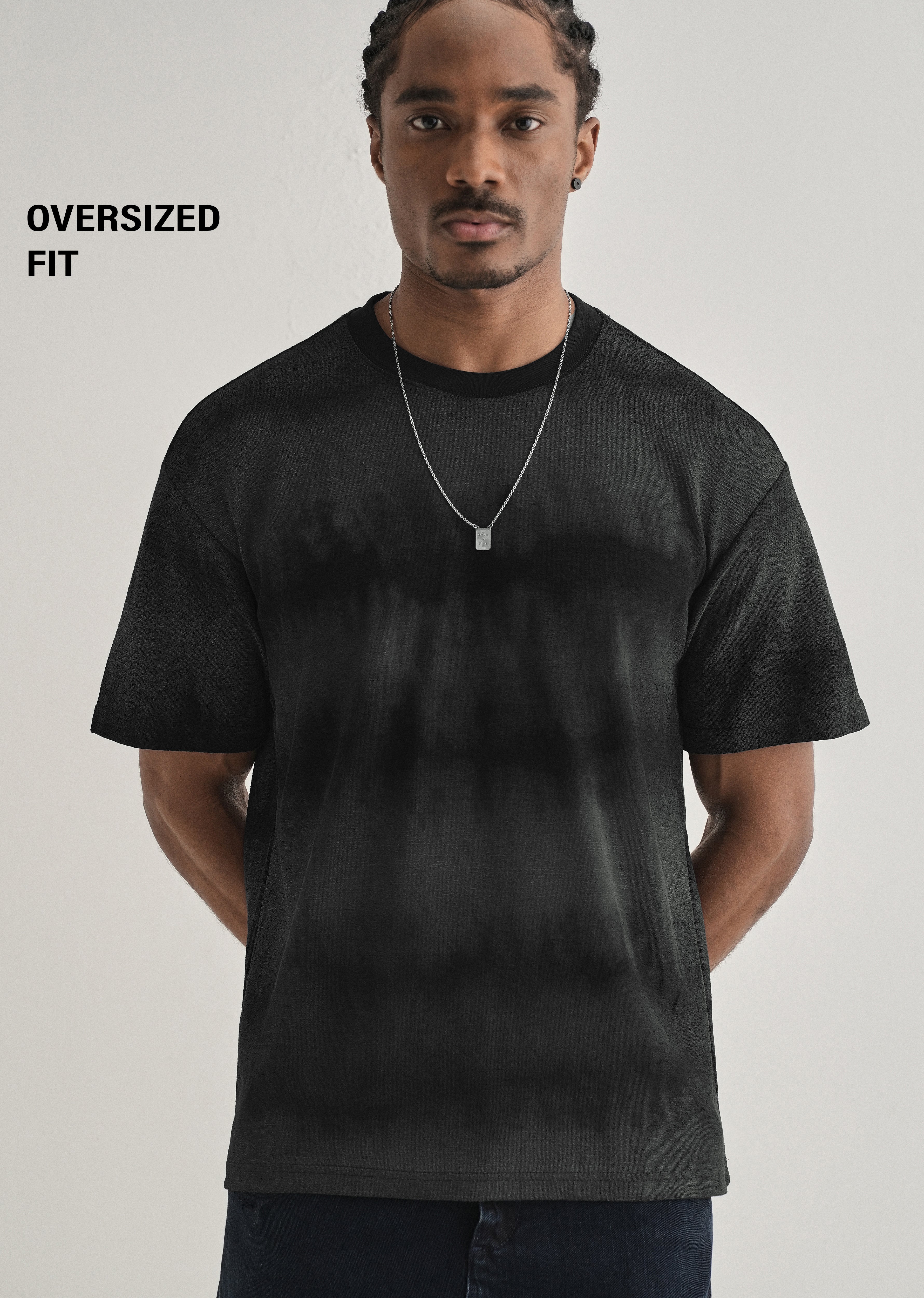 Black Grey Tie & Dye Oversized T-shirt - Image 7