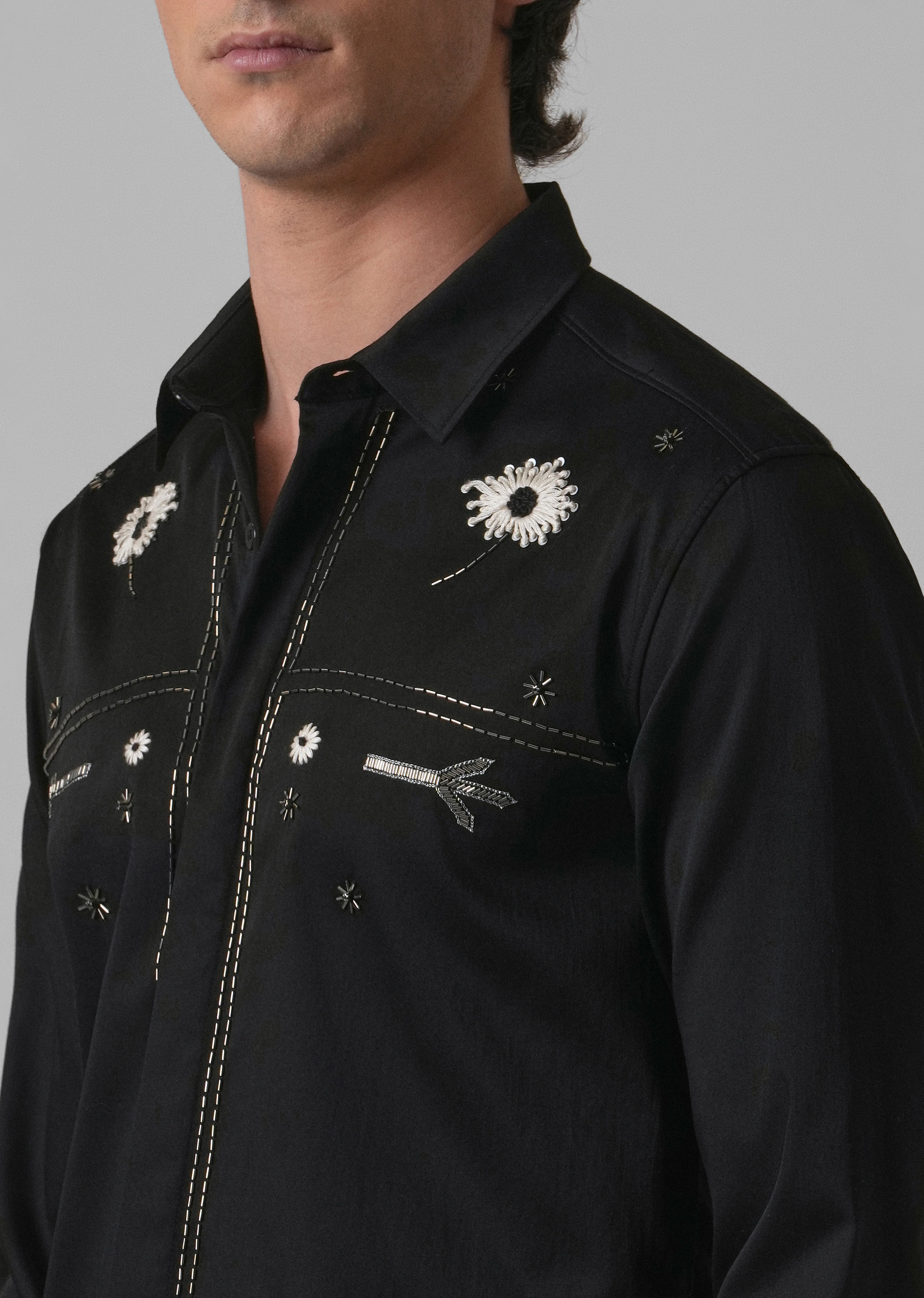 Black Handcrafted Designer Shirt - Image 5