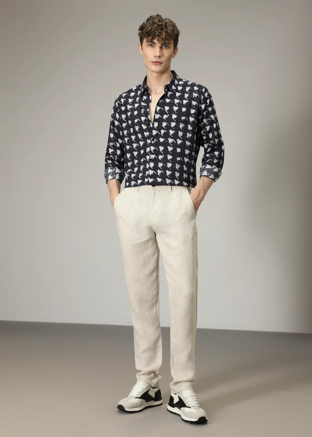 Black Herringbone Print Shirt - Image 6