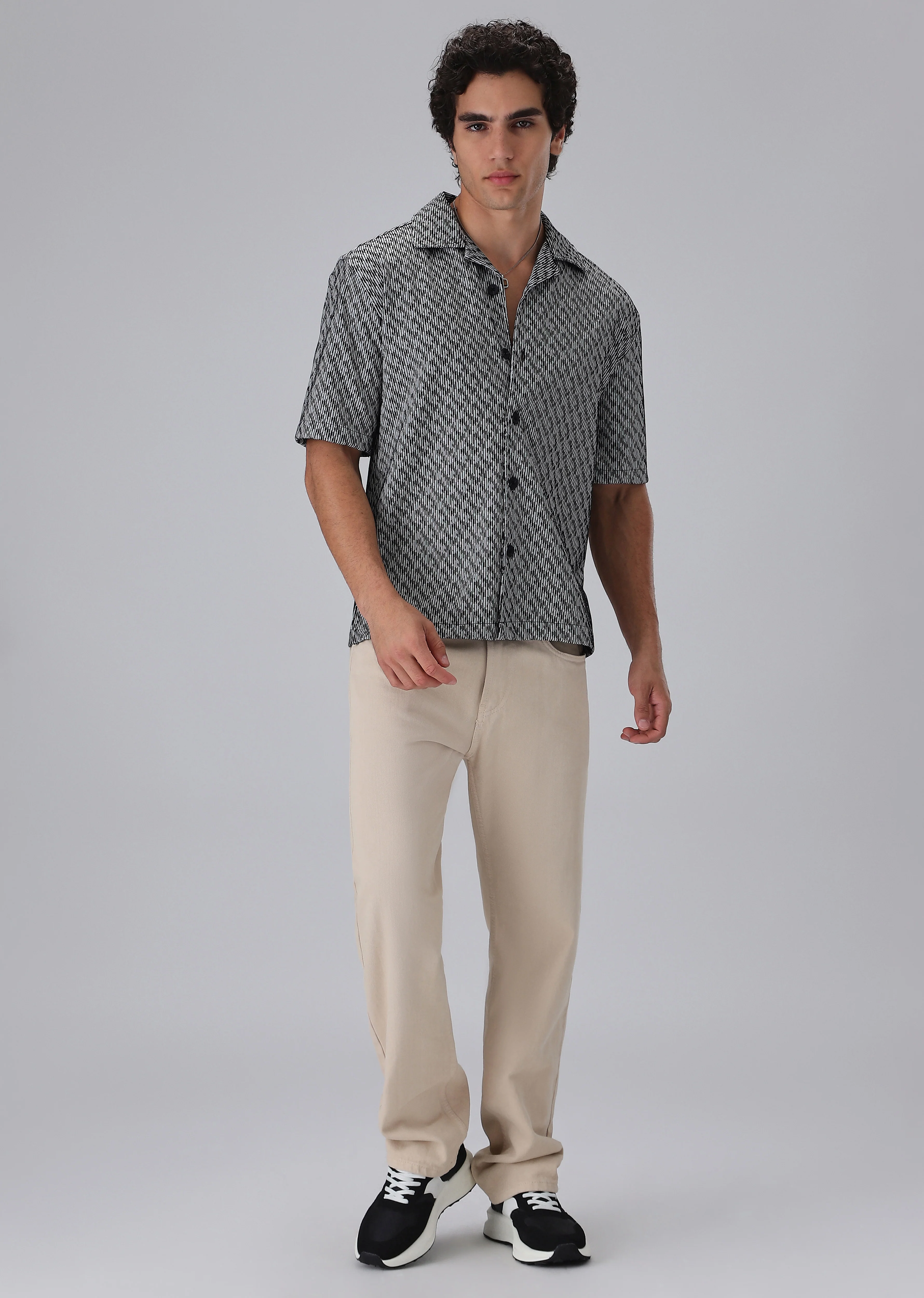 Black Knitted Half Sleeve Shirt - Image 6