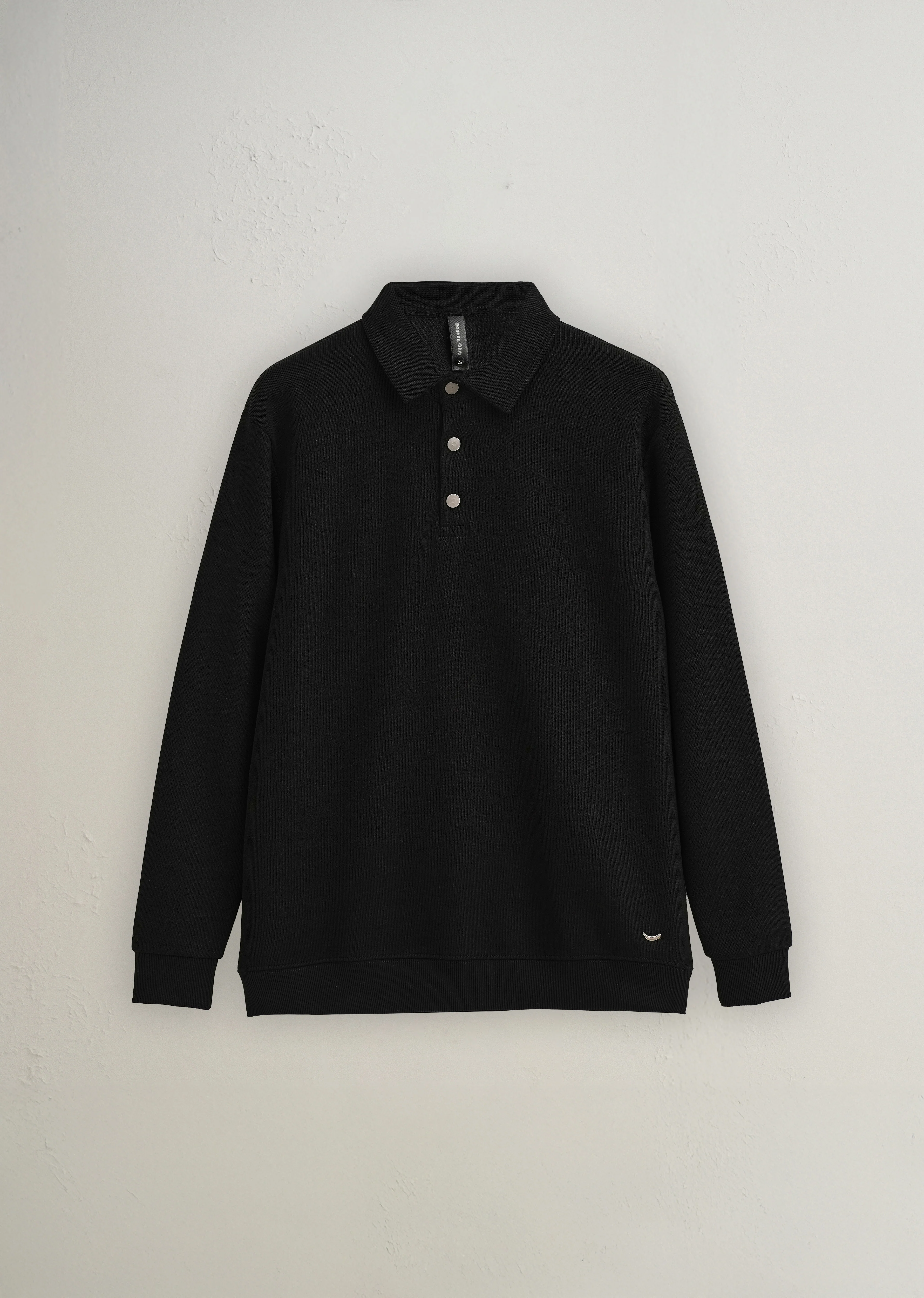 Black Knitted Polo Sweatshirt - Image 2