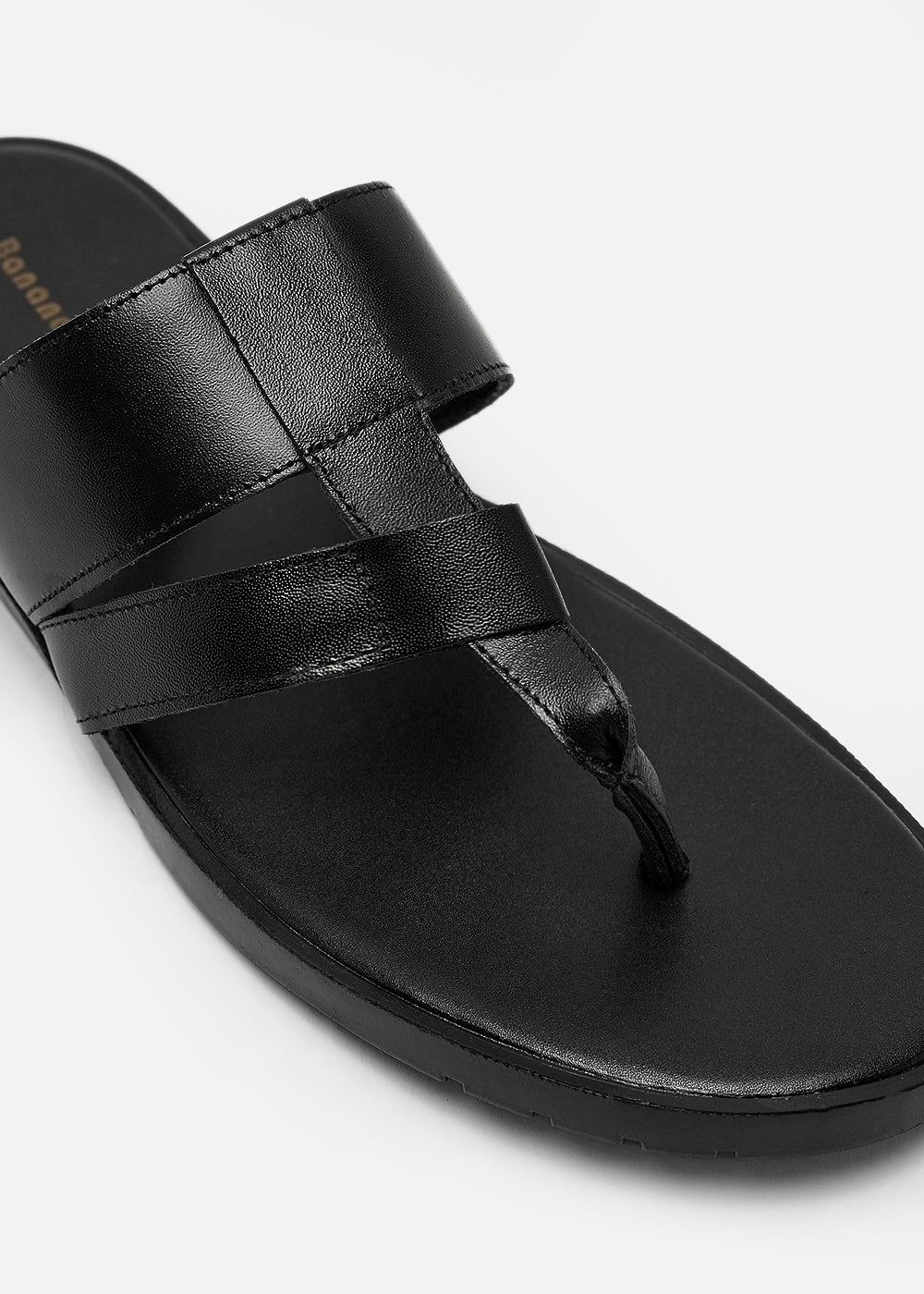 Black Layered T-strap Sandals - Image 2