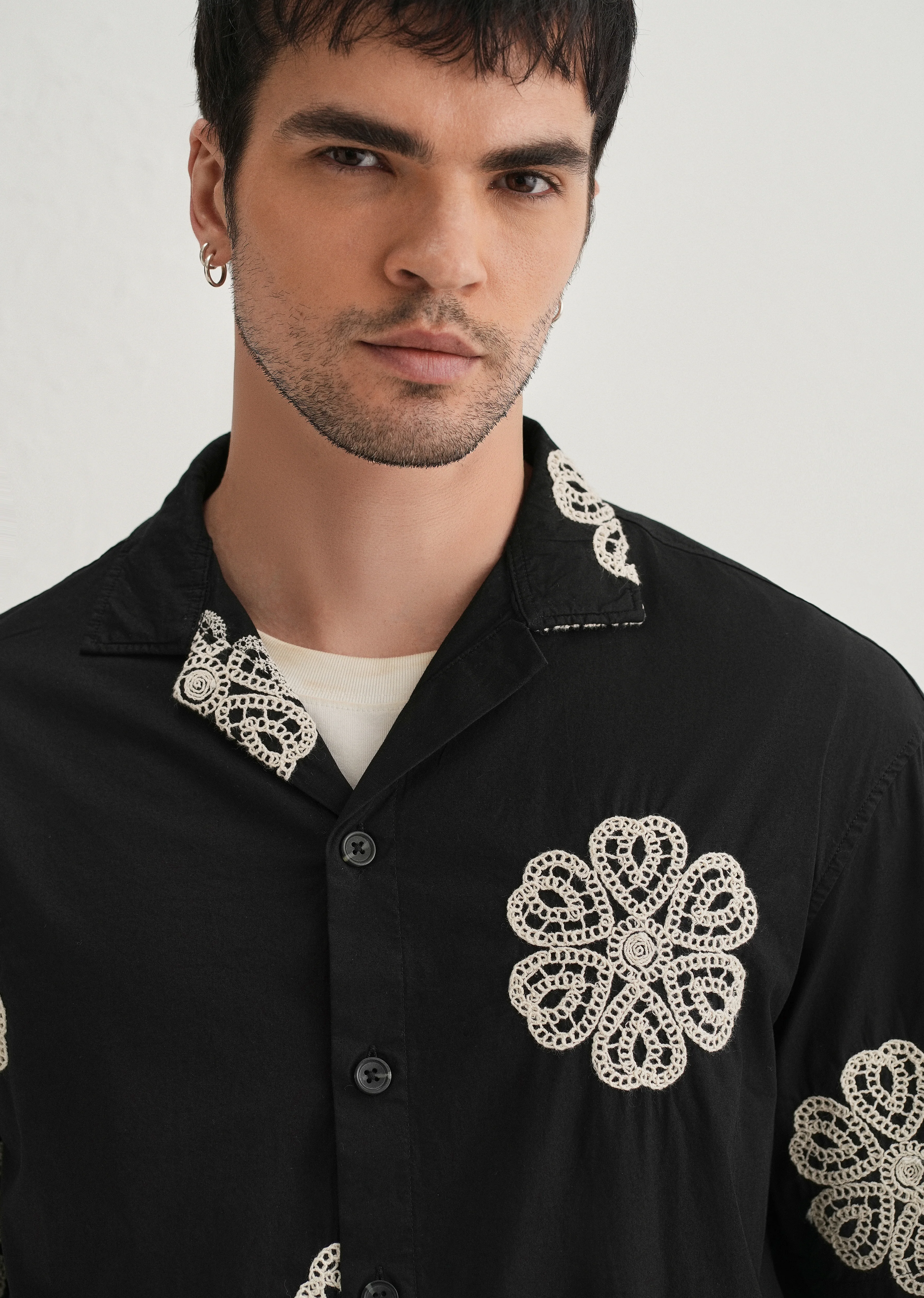 Black Medallion Embroidered Shirt - Image 5