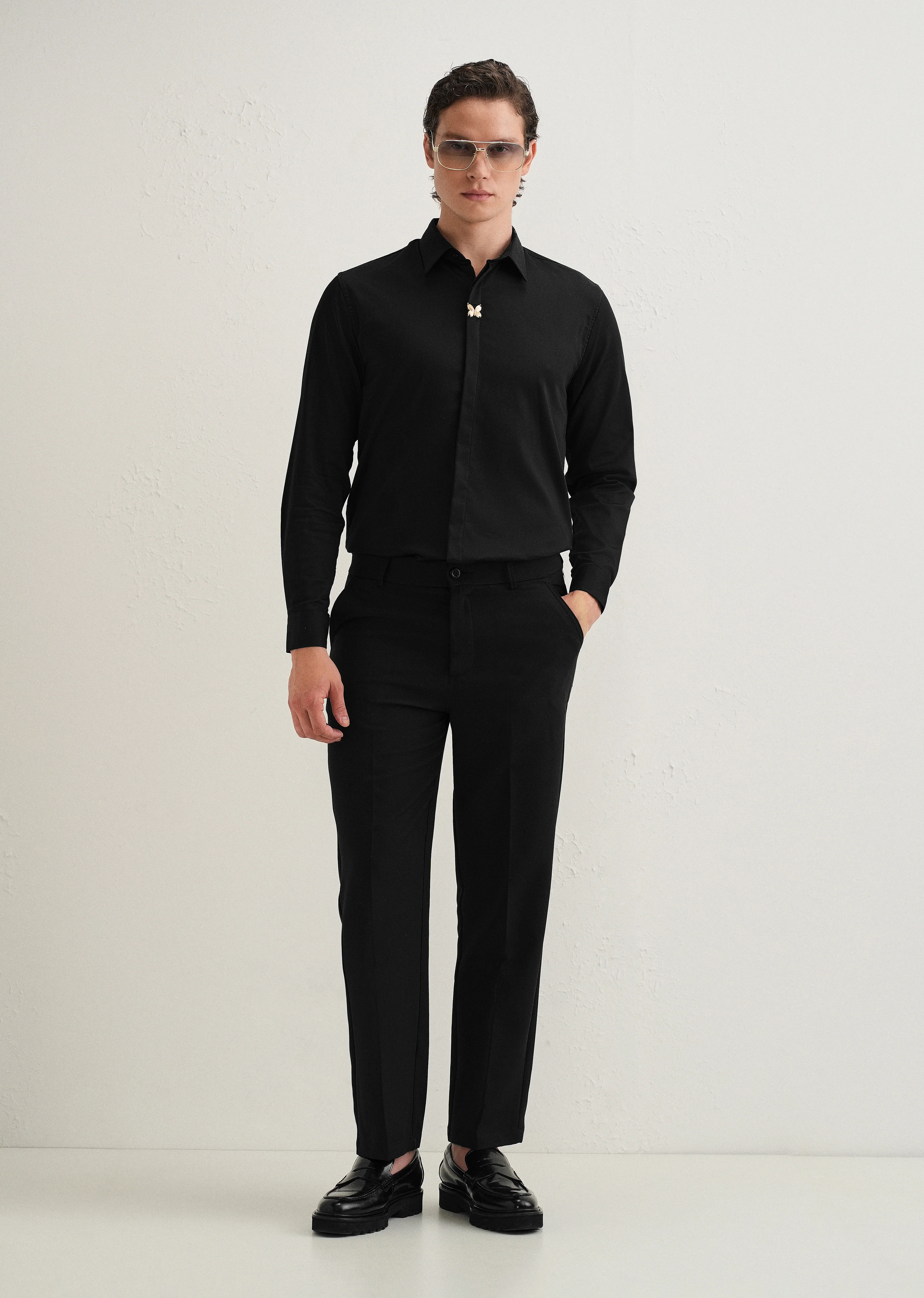 Black Metallic Butterfly Designer Shirt - Image 6