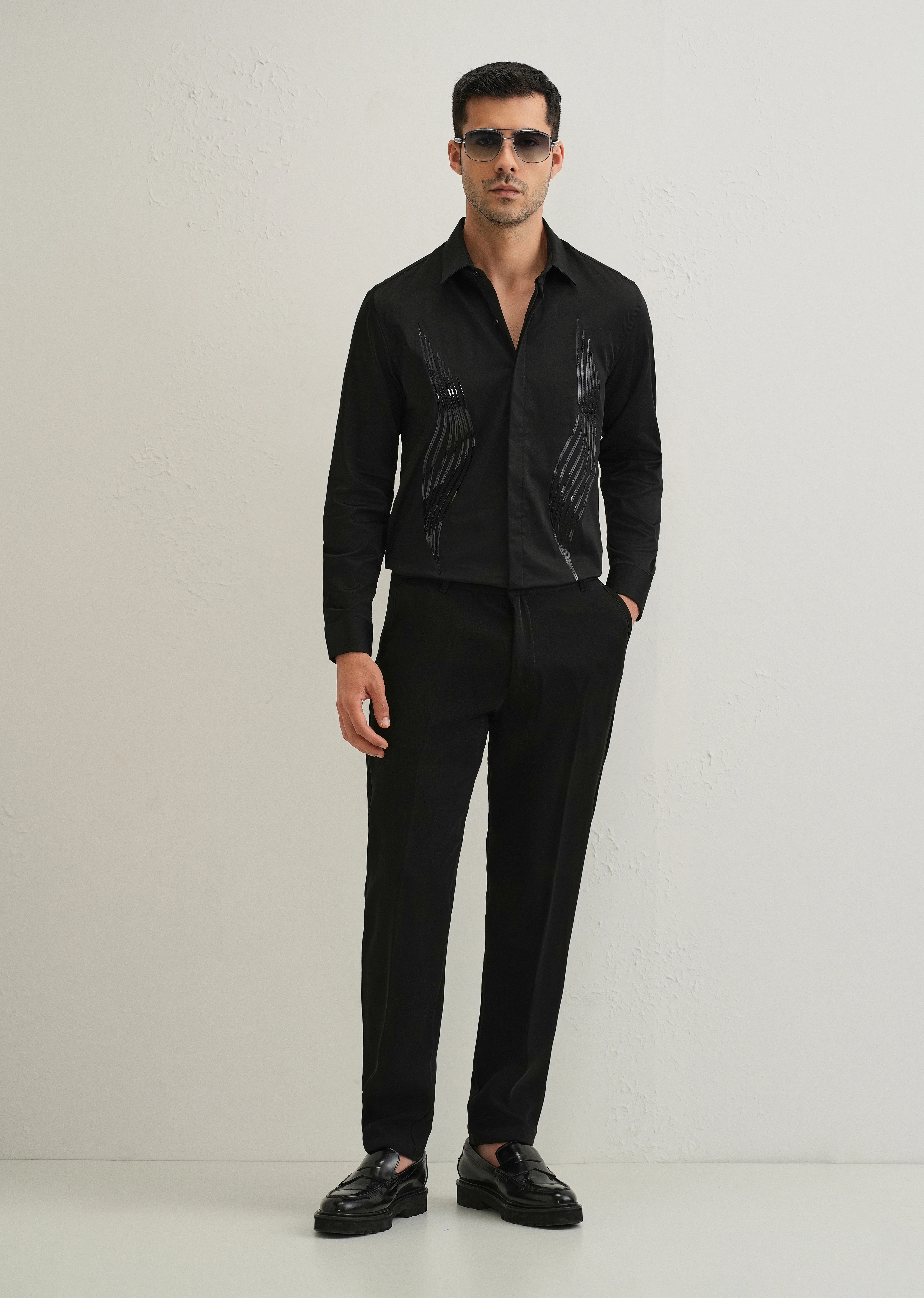 Black Metallic Flare Designer shirt - Image 6