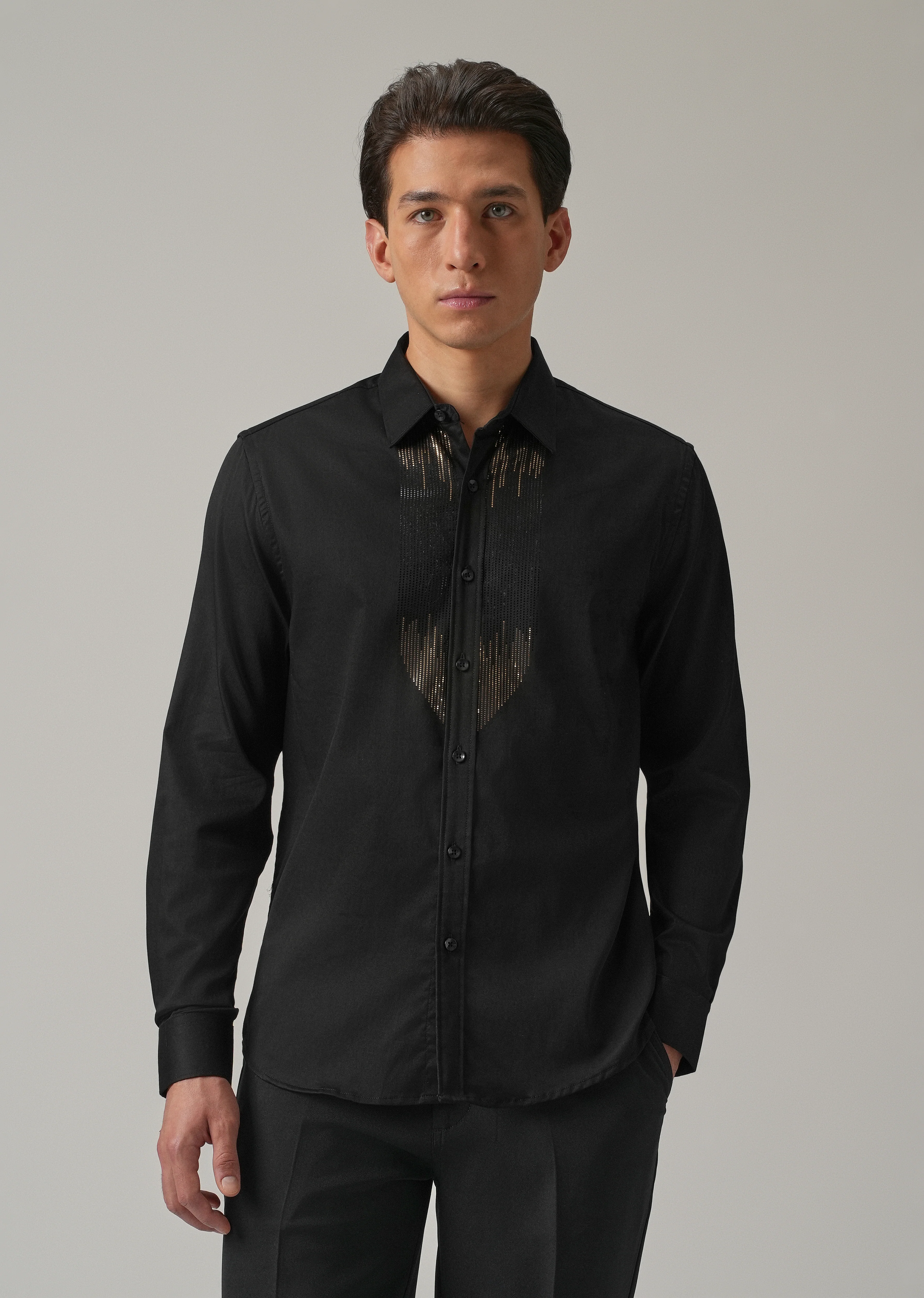Black Micro-Stud Designer Shirt - Image 3