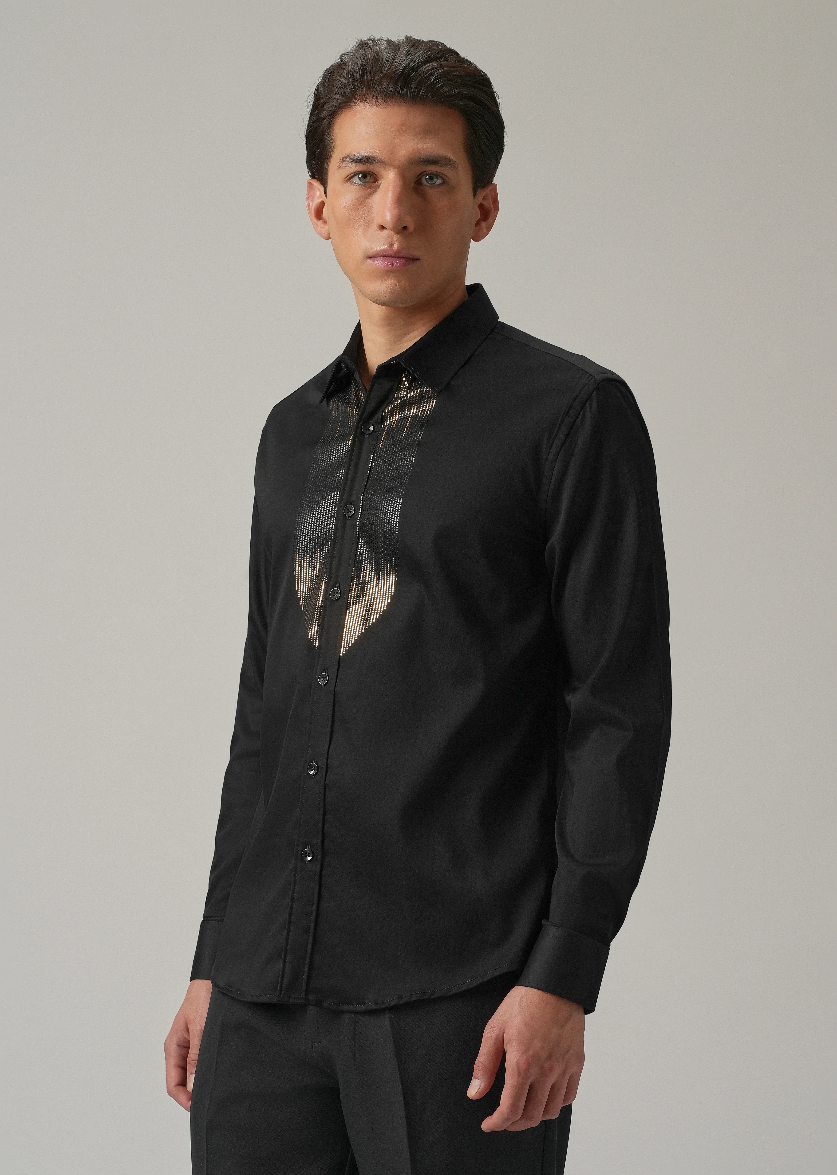Black Micro-Stud Designer Shirt - Image 4