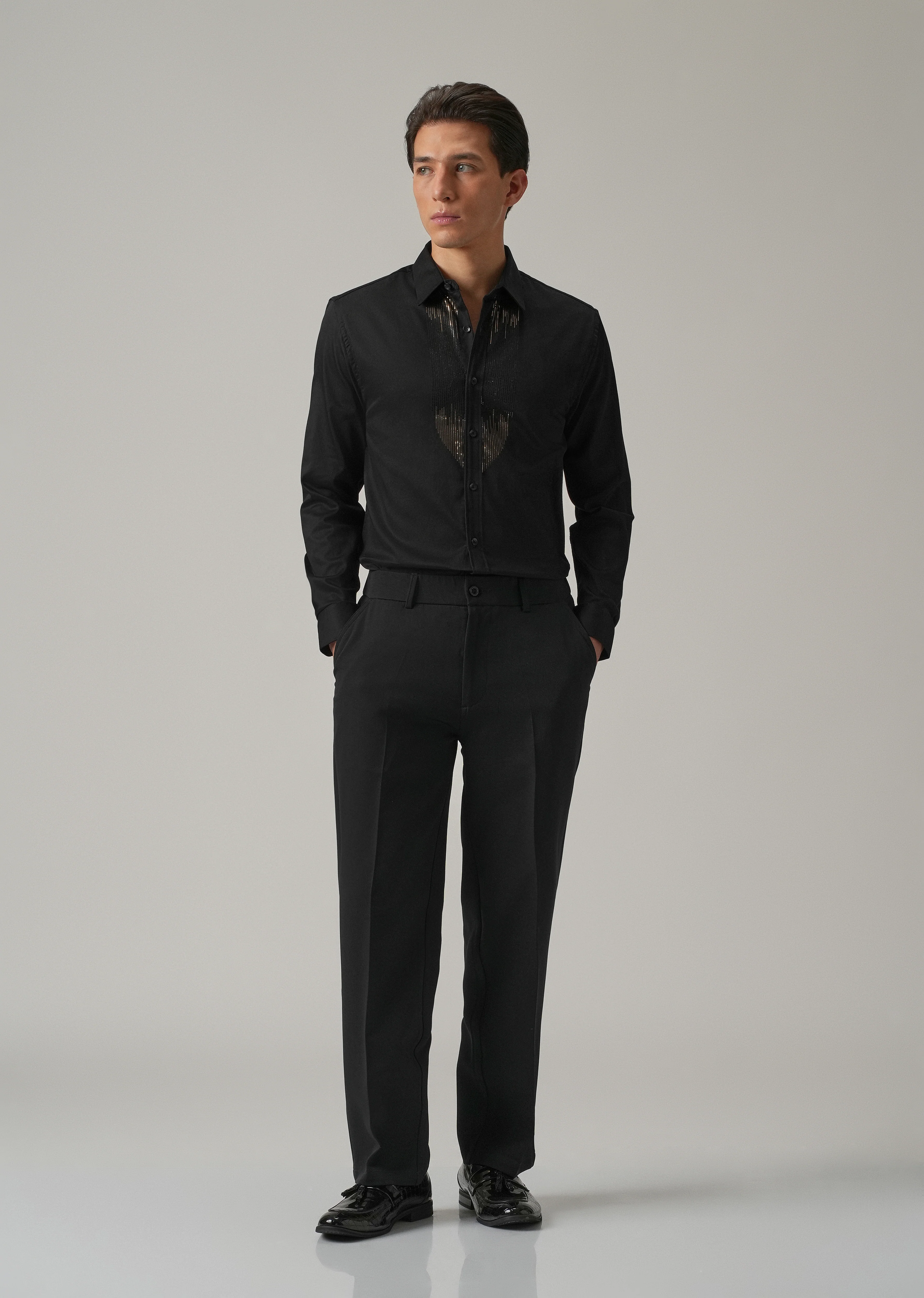 Black Micro-Stud Designer Shirt - Image 6