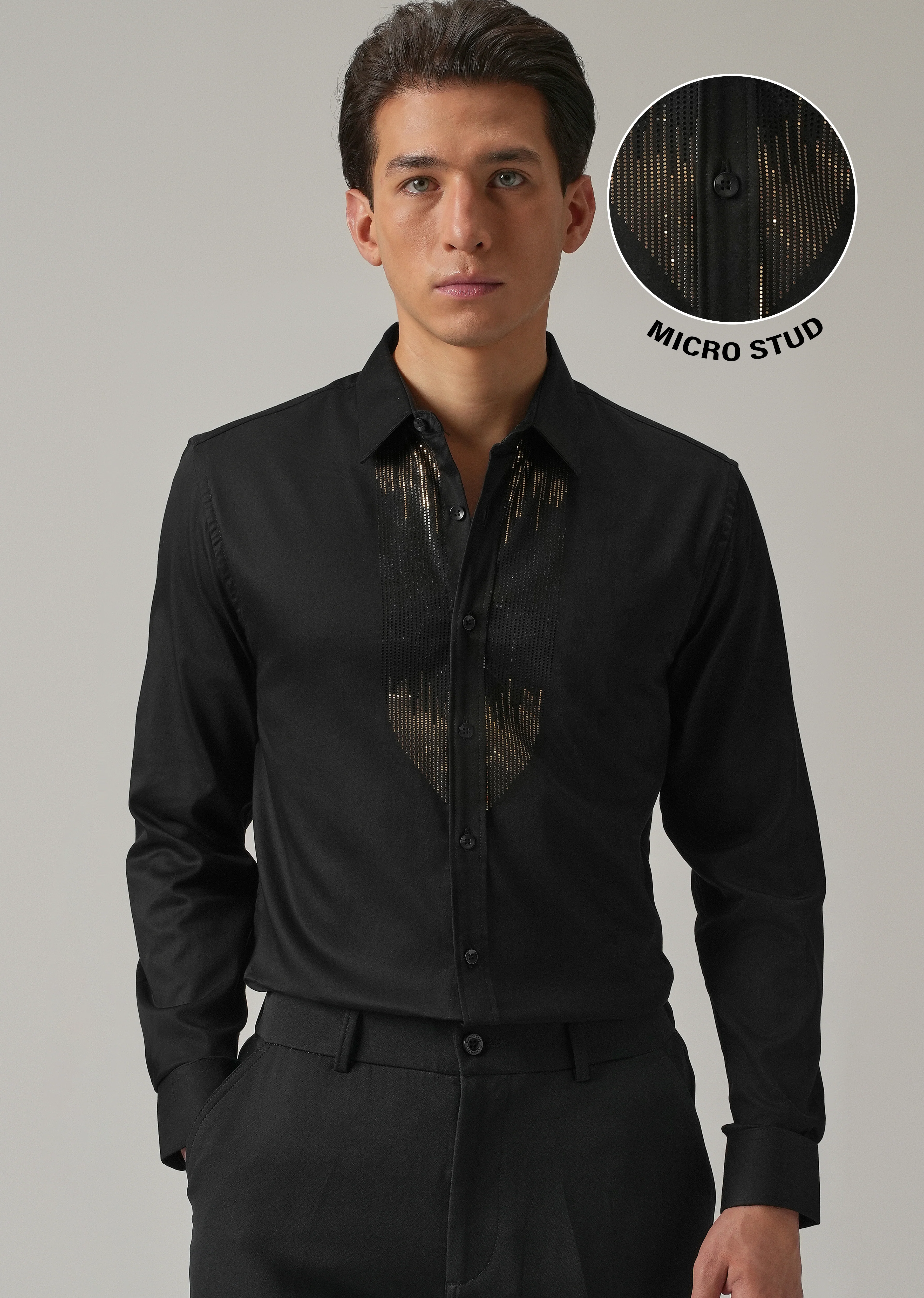 Black Micro-Stud Designer Shirt - Image 7