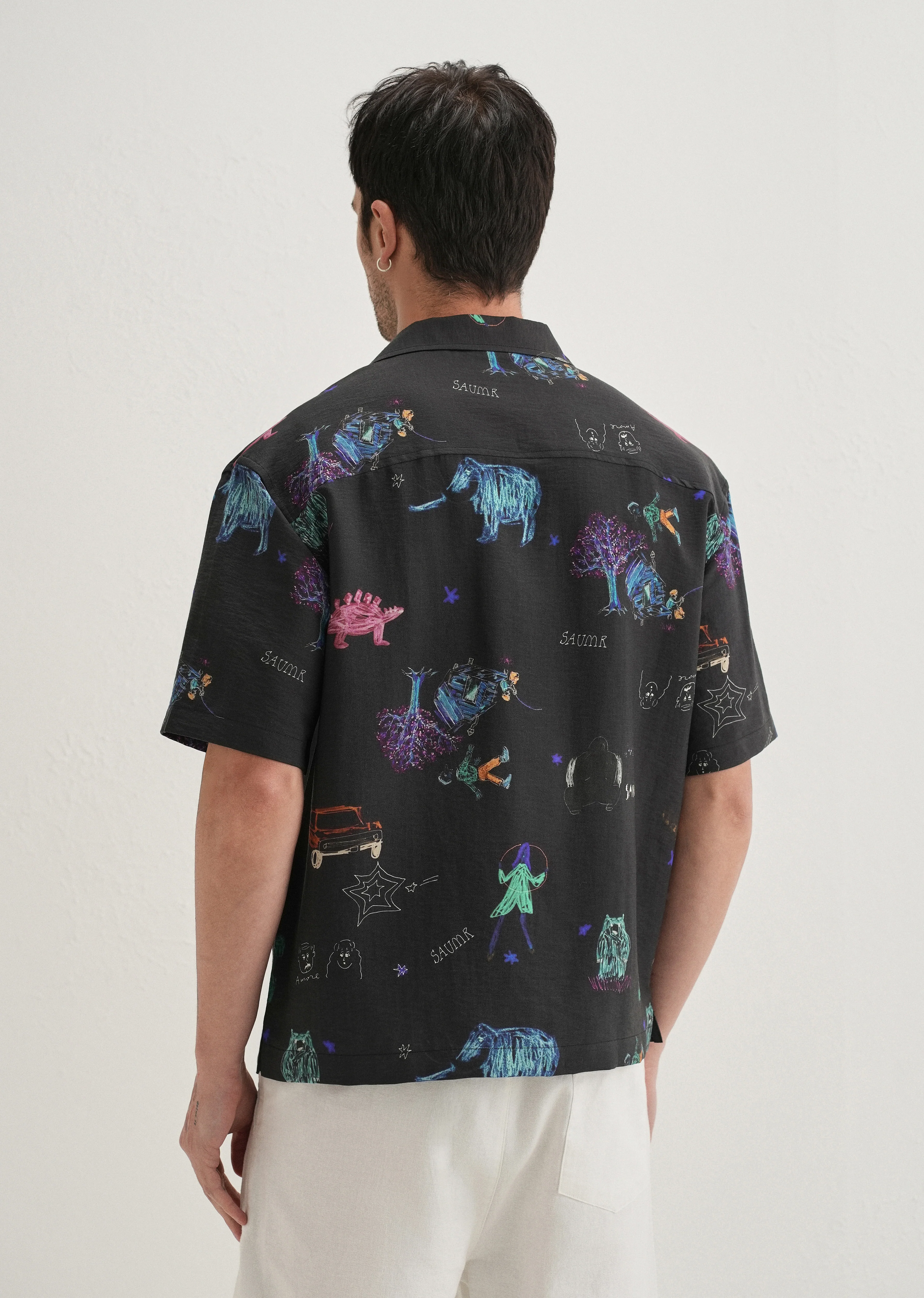 Black Multi Graphic Printed Shirt - Image 2