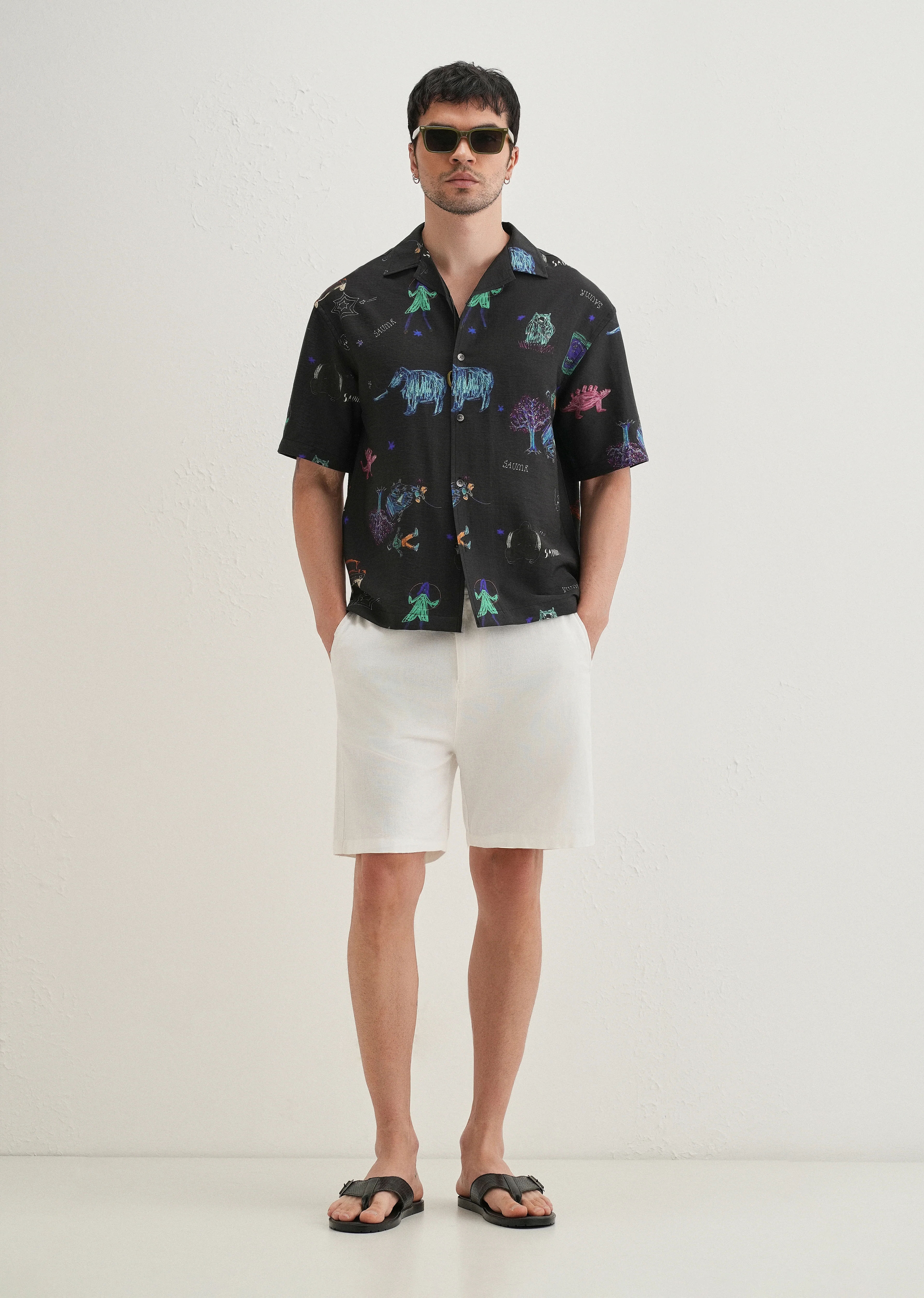 Black Multi Graphic Printed Shirt - Image 6