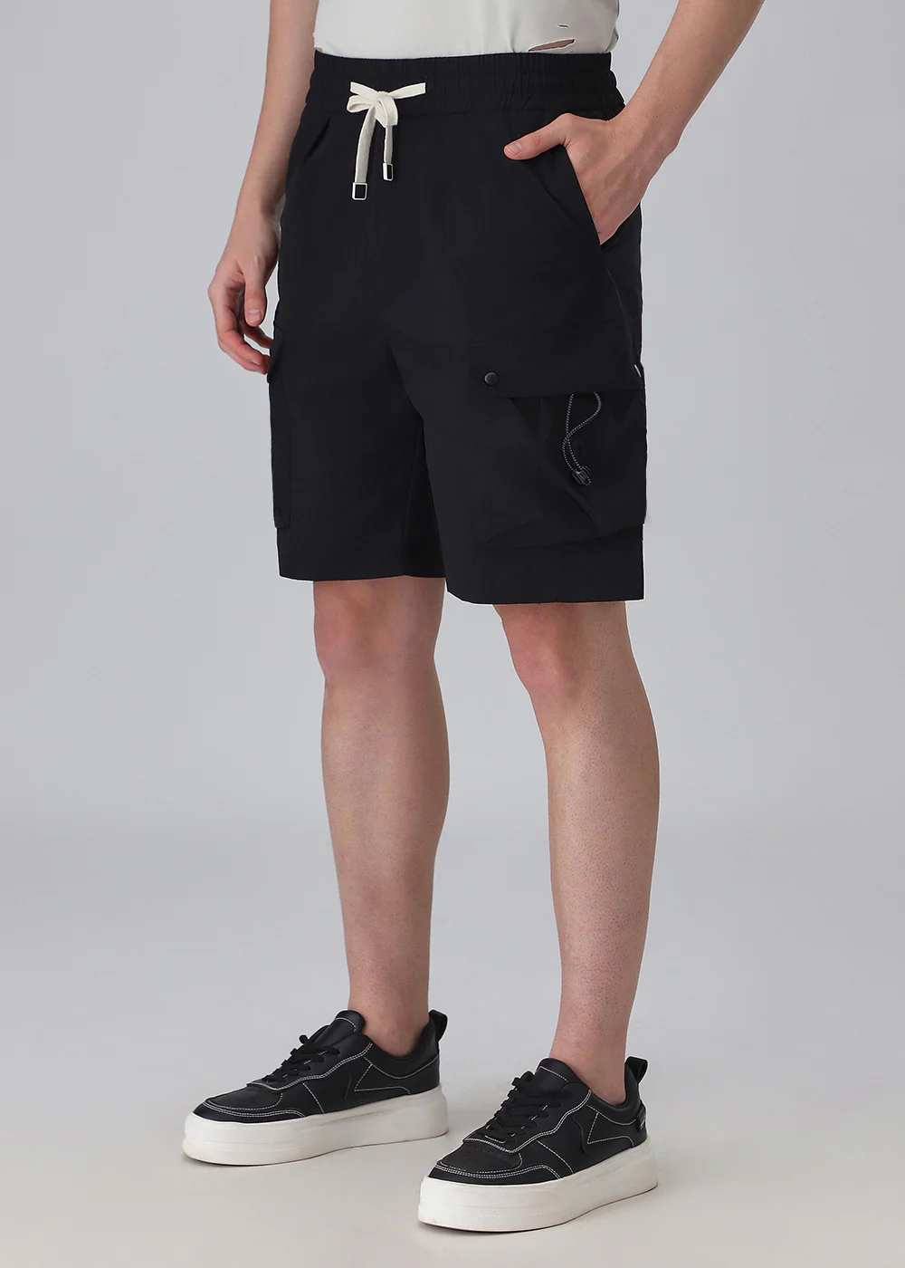 Black Multi-Pocket Utility Shorts - Image 4