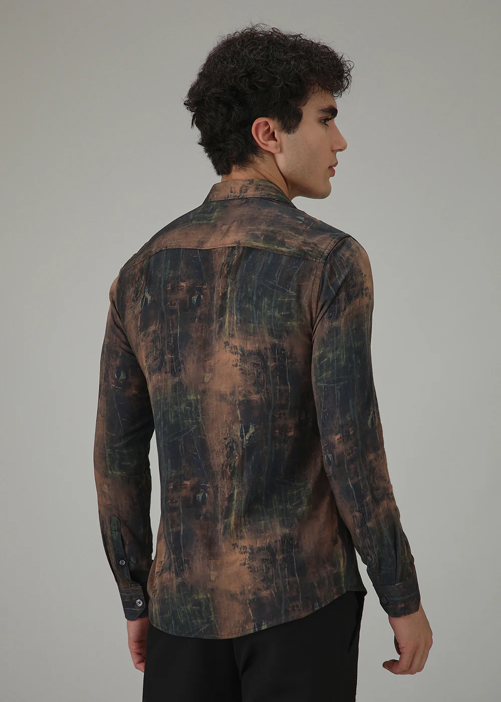 Black Ochre Abstract Printed Shirt - Image 4