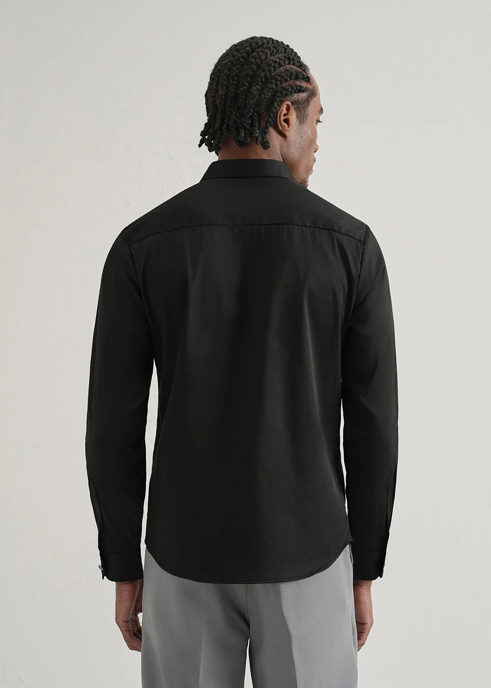 Black Plain Stitchless Placket Shirt - Image 4