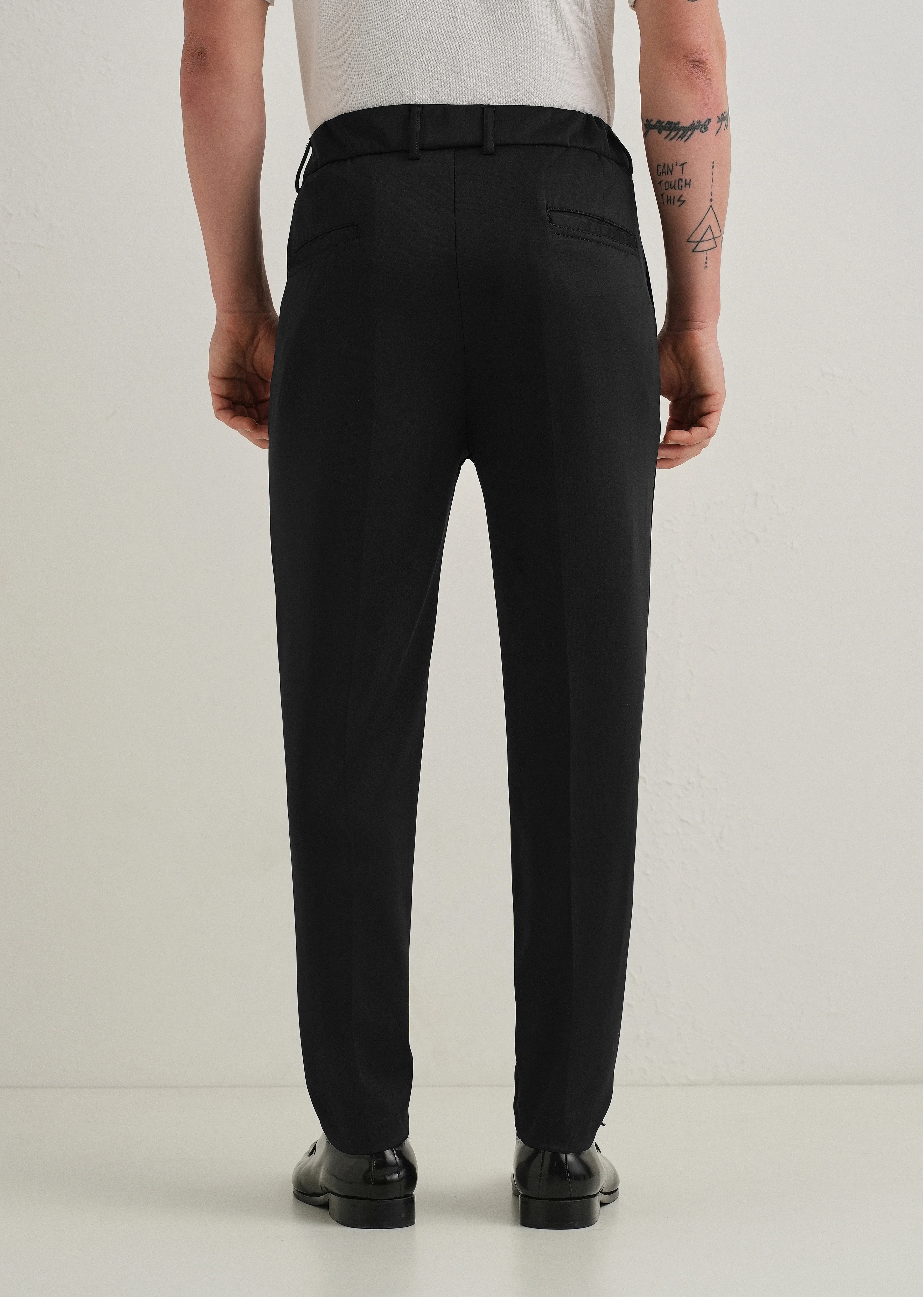 Black Pleated Relaxed Fit Trousers - Image 3