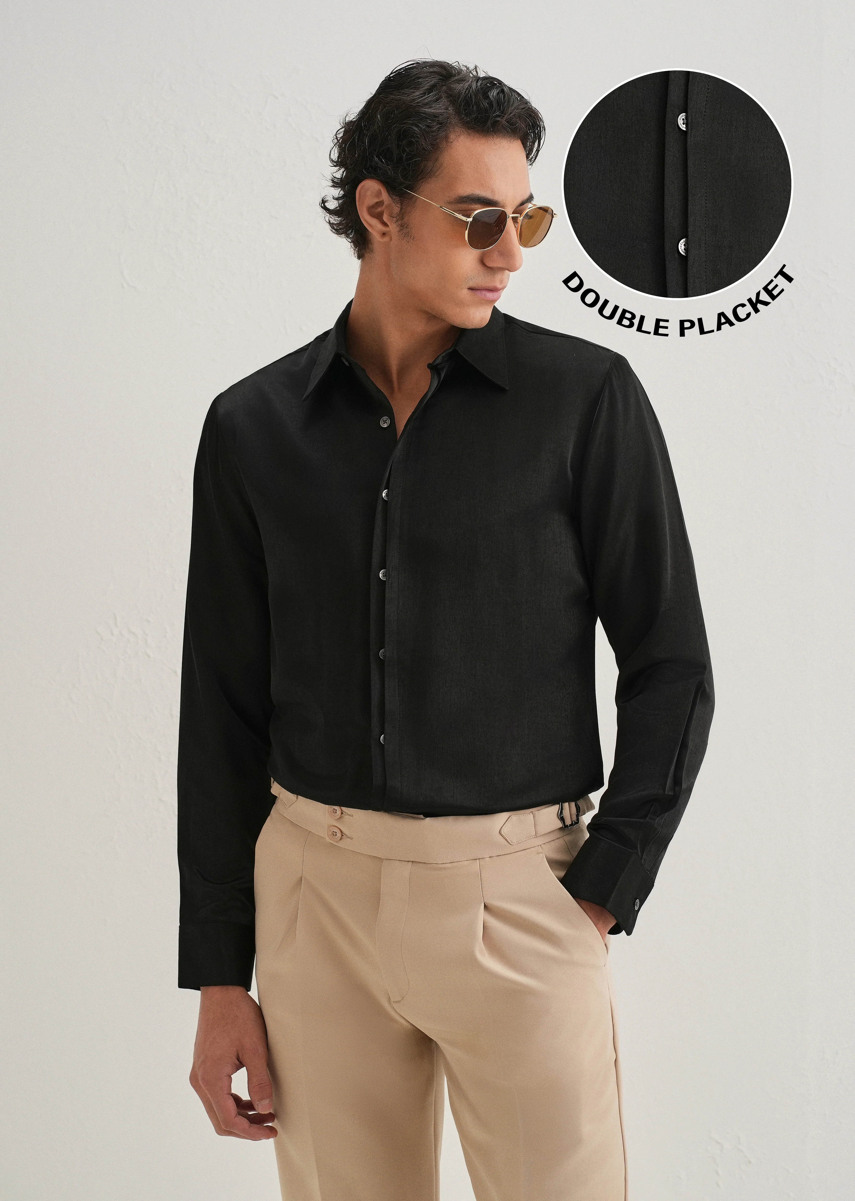 Black Premium Leather-Look Satin Finish Shirt - Image 7