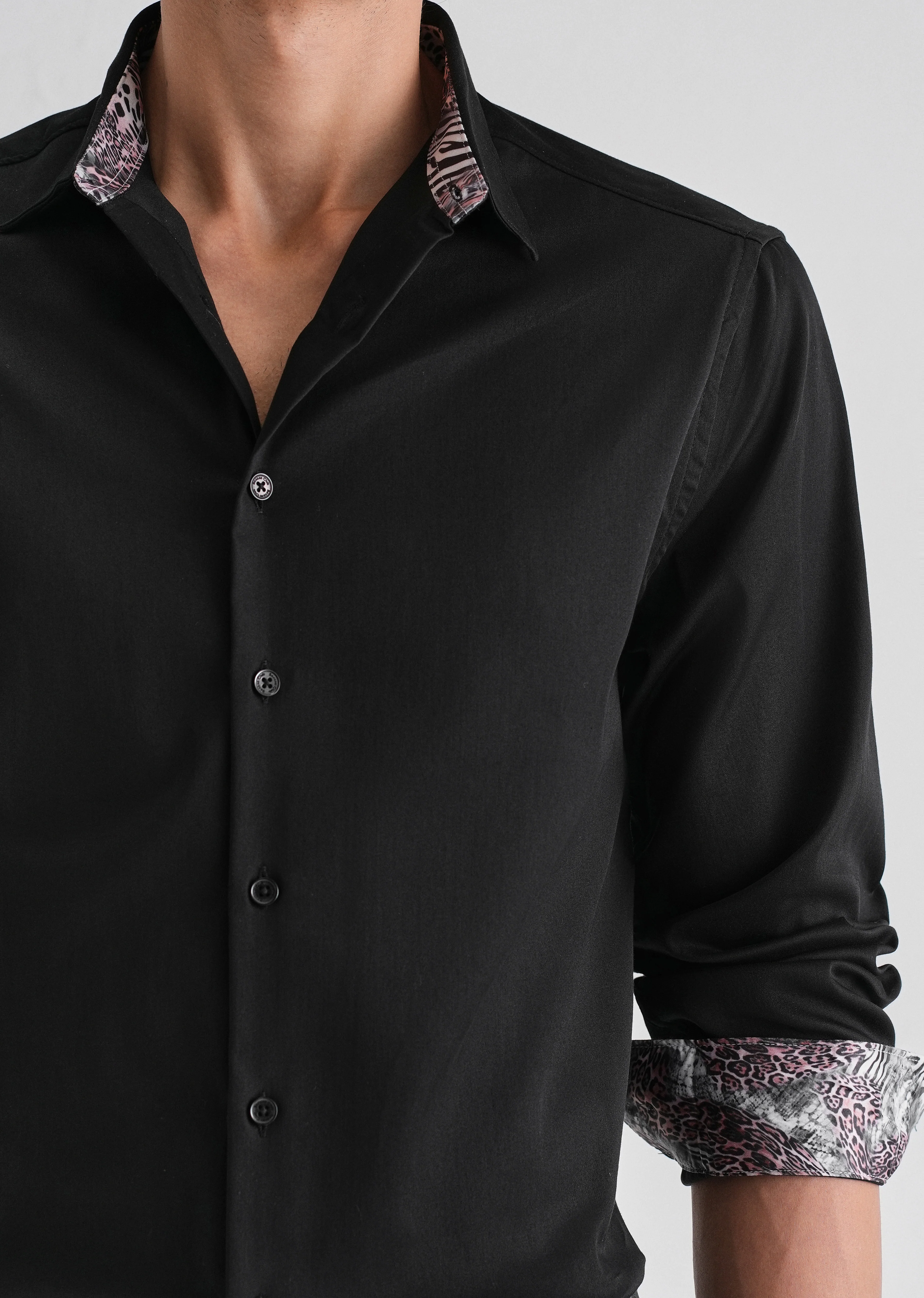 Black Printed Cuff Shirt - Image 5