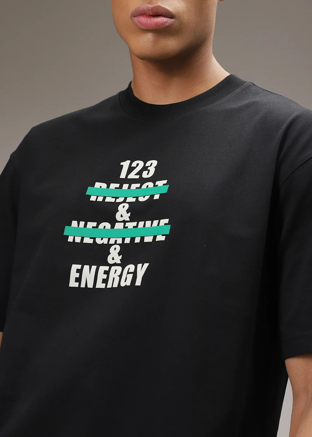 Ink Black Printed Oversized T-shirt - Image 2