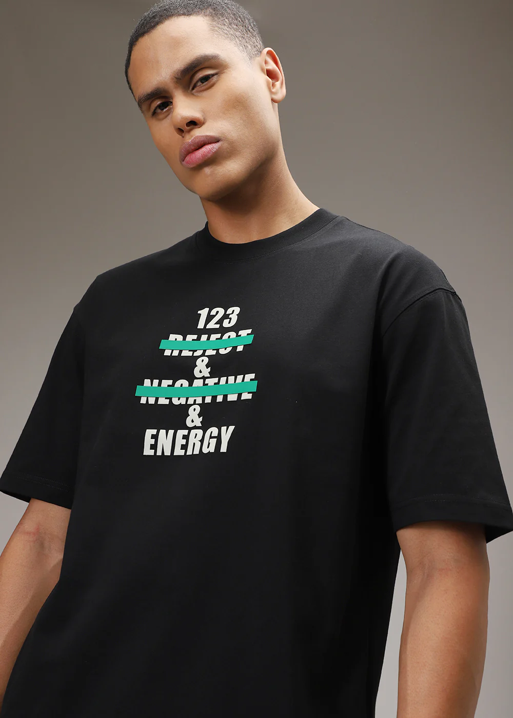 Ink Black Printed Oversized T-shirt - Image 3