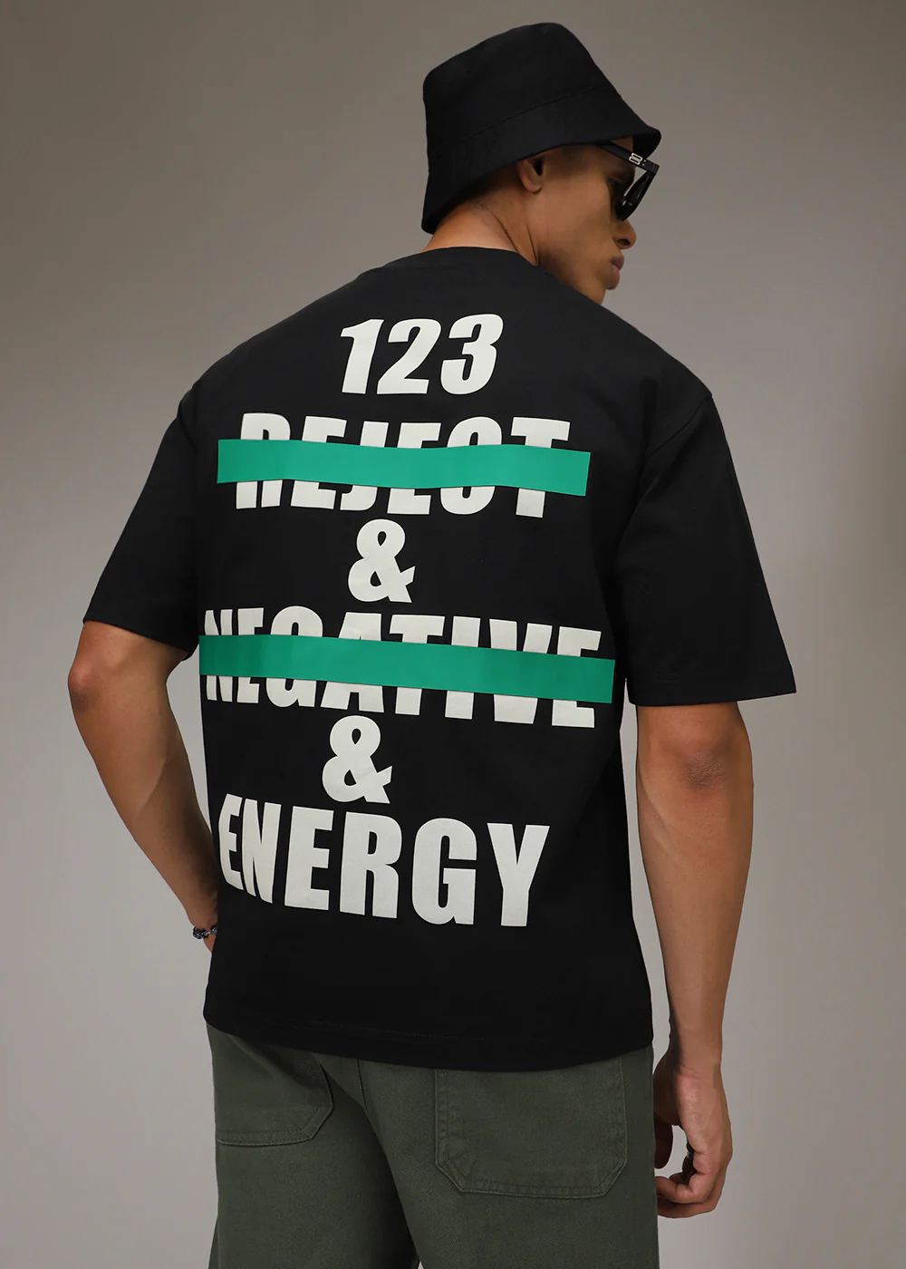 Ink Black Printed Oversized T-shirt - Image 4
