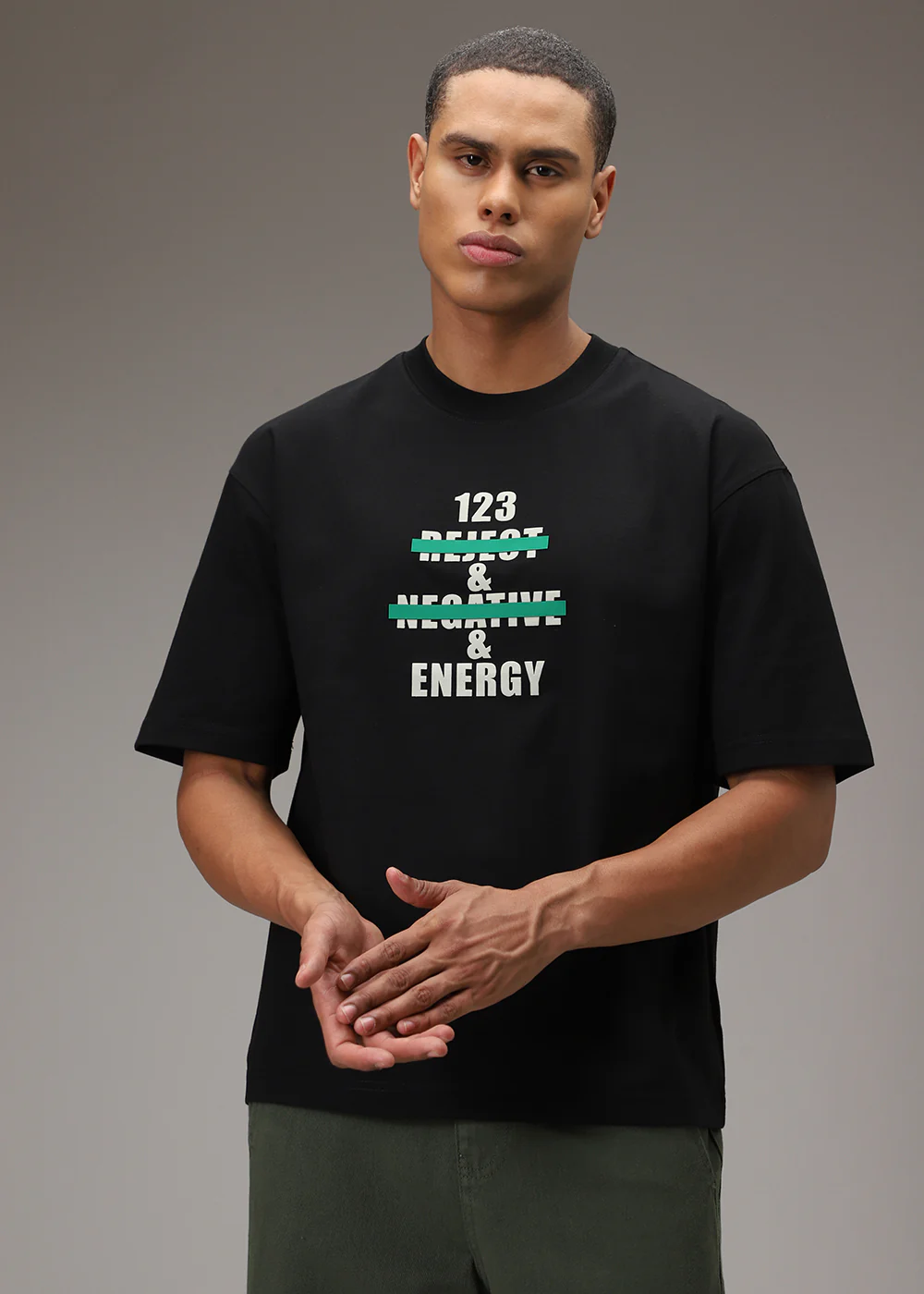 Ink Black Printed Oversized T-shirt - Image 6