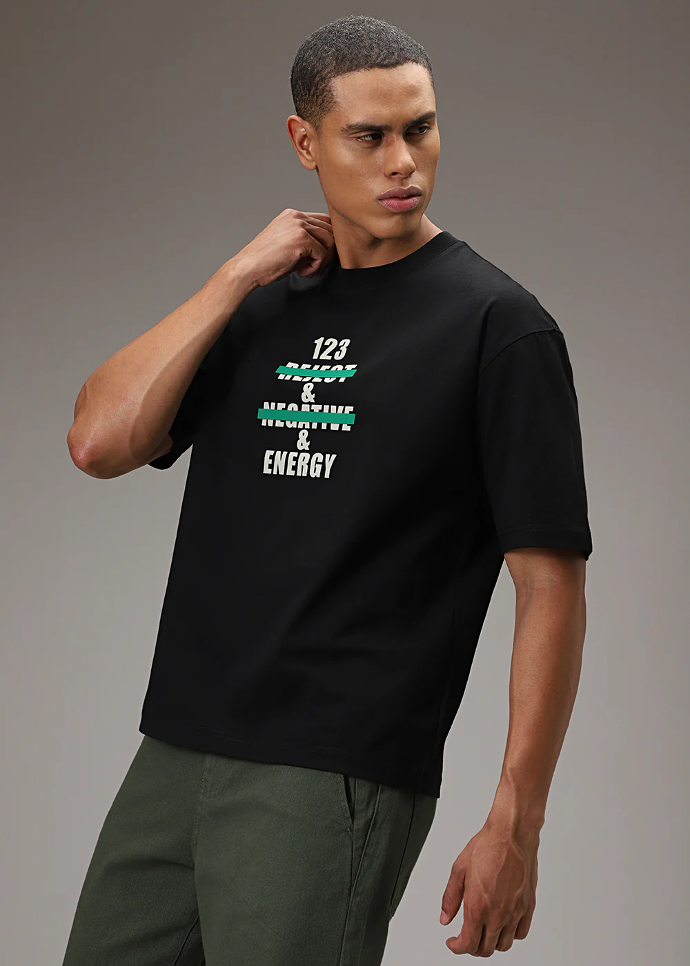 Ink Black Printed Oversized T-shirt - Image 7