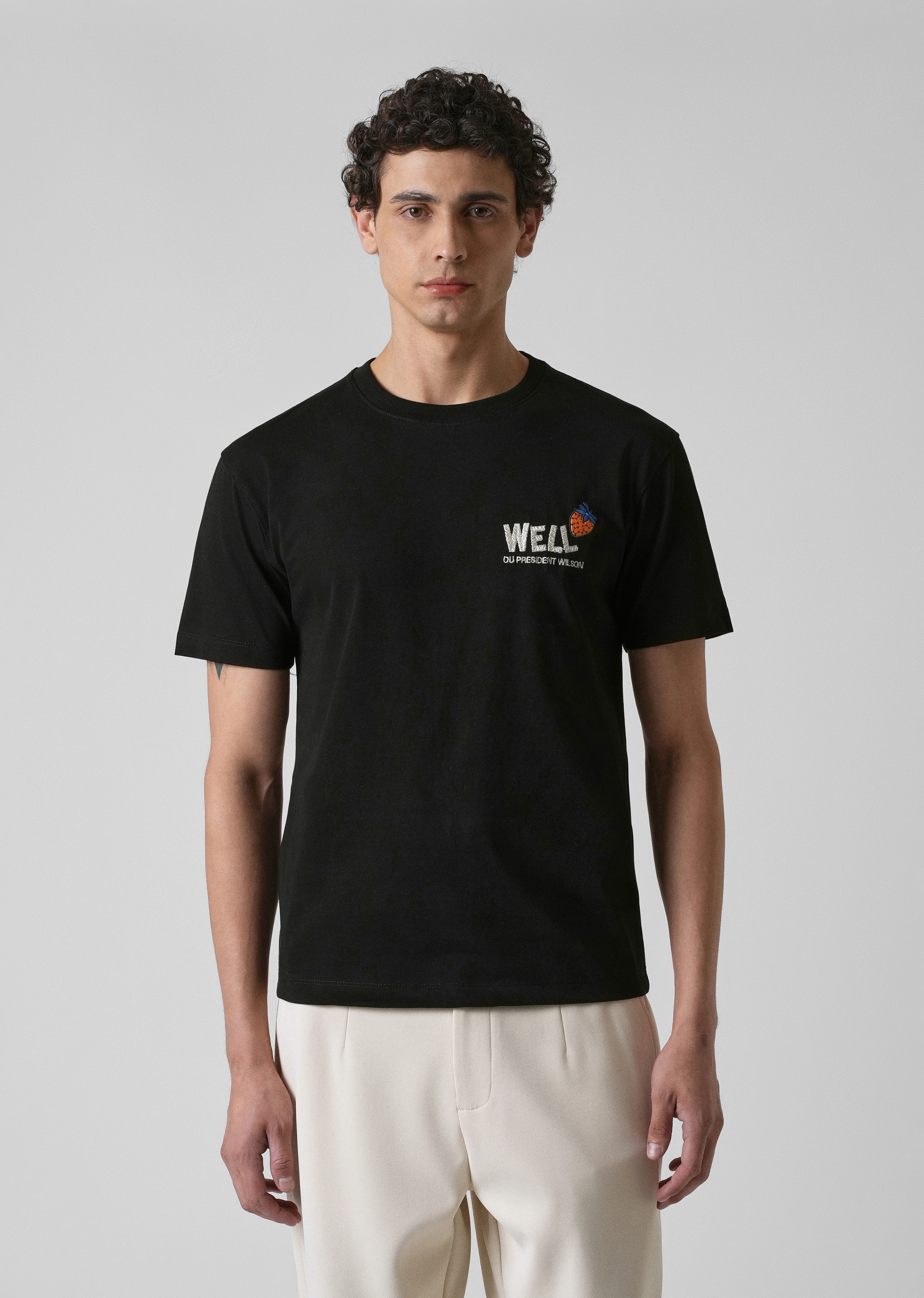 Black Printed Slim Fit T-shirt - Image 3