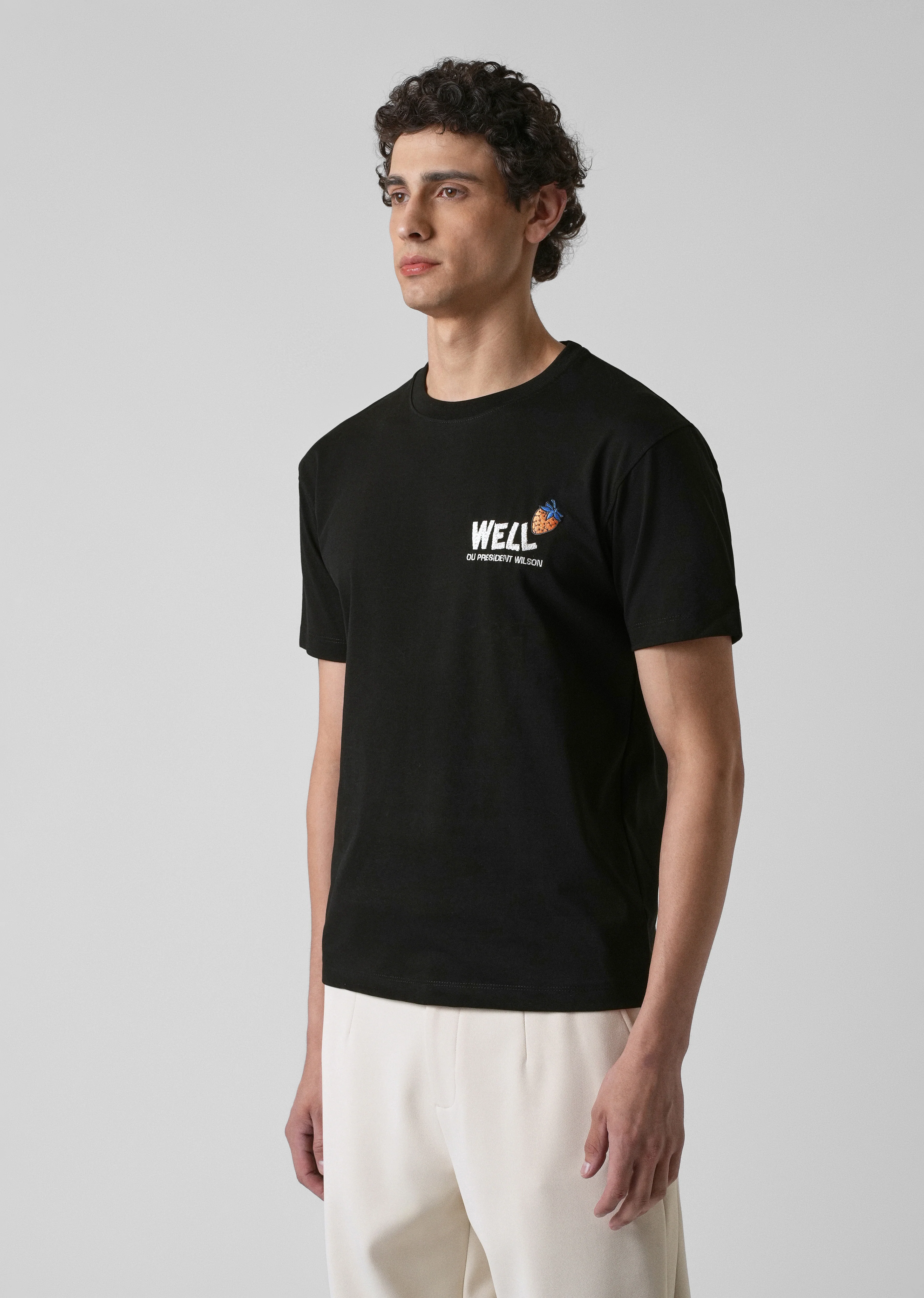 Black Printed Slim Fit T-shirt - Image 4