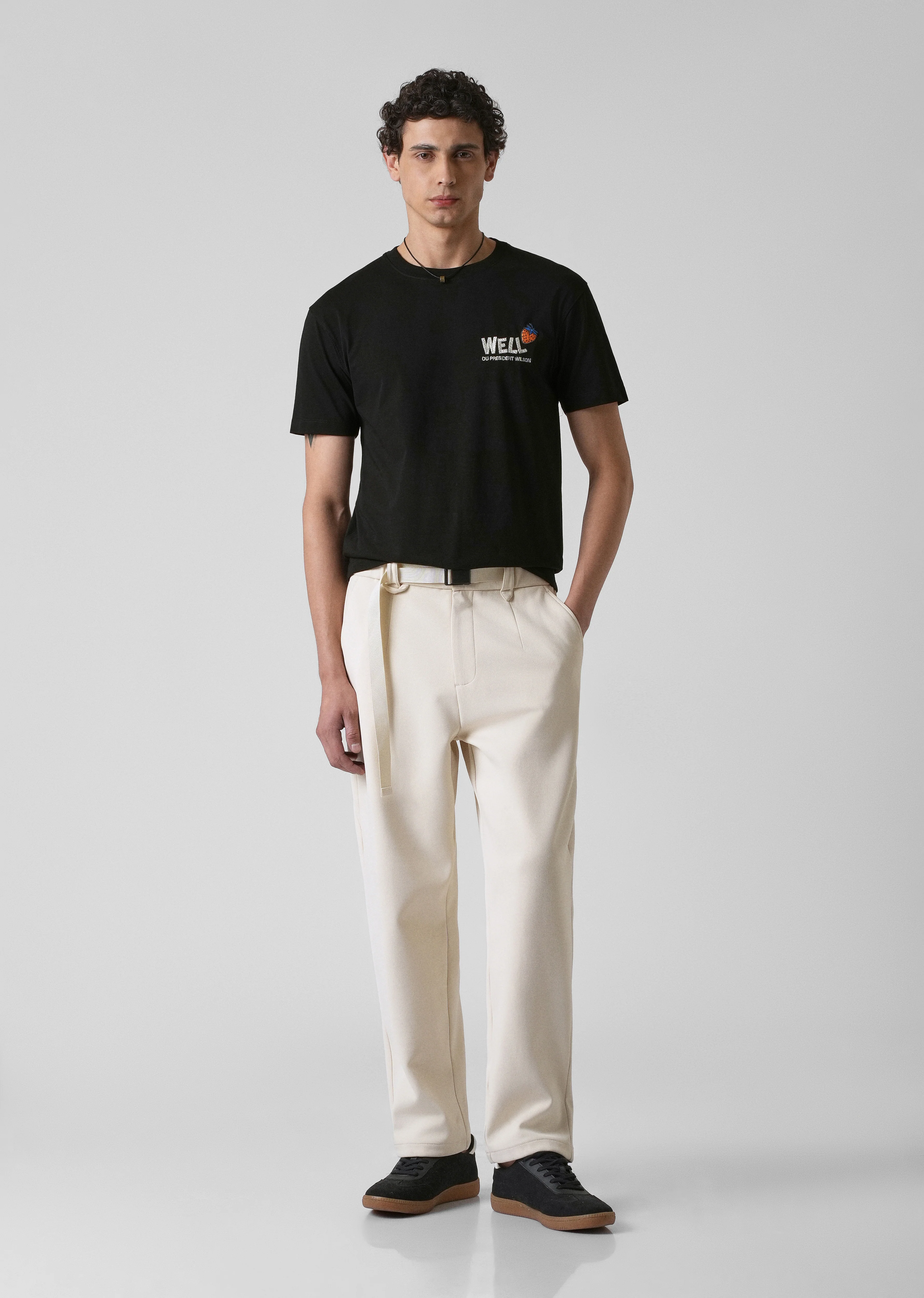 Black Printed Slim Fit T-shirt - Image 6