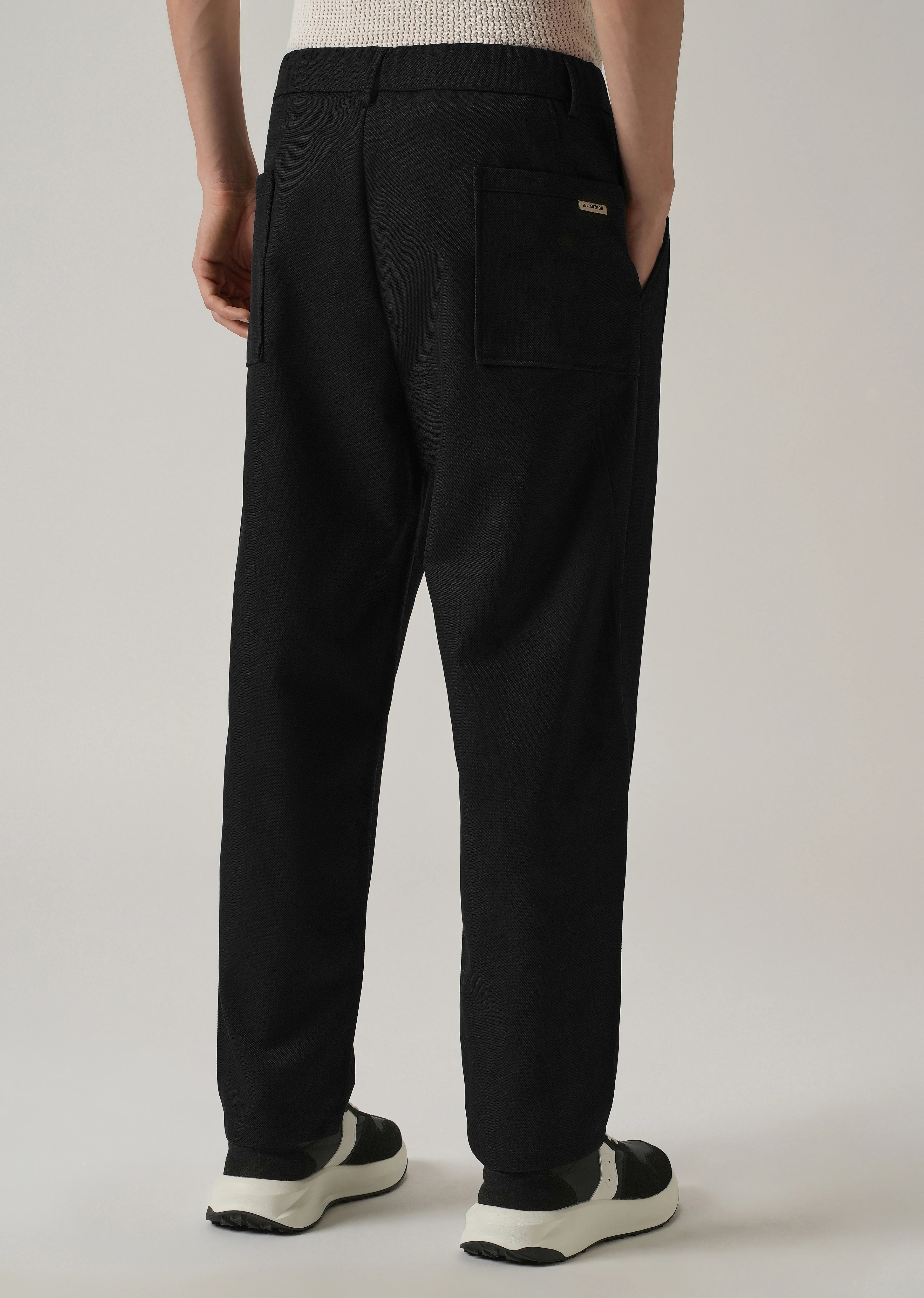 Black Relaxed Fit Tie Waist Pant - Image 2