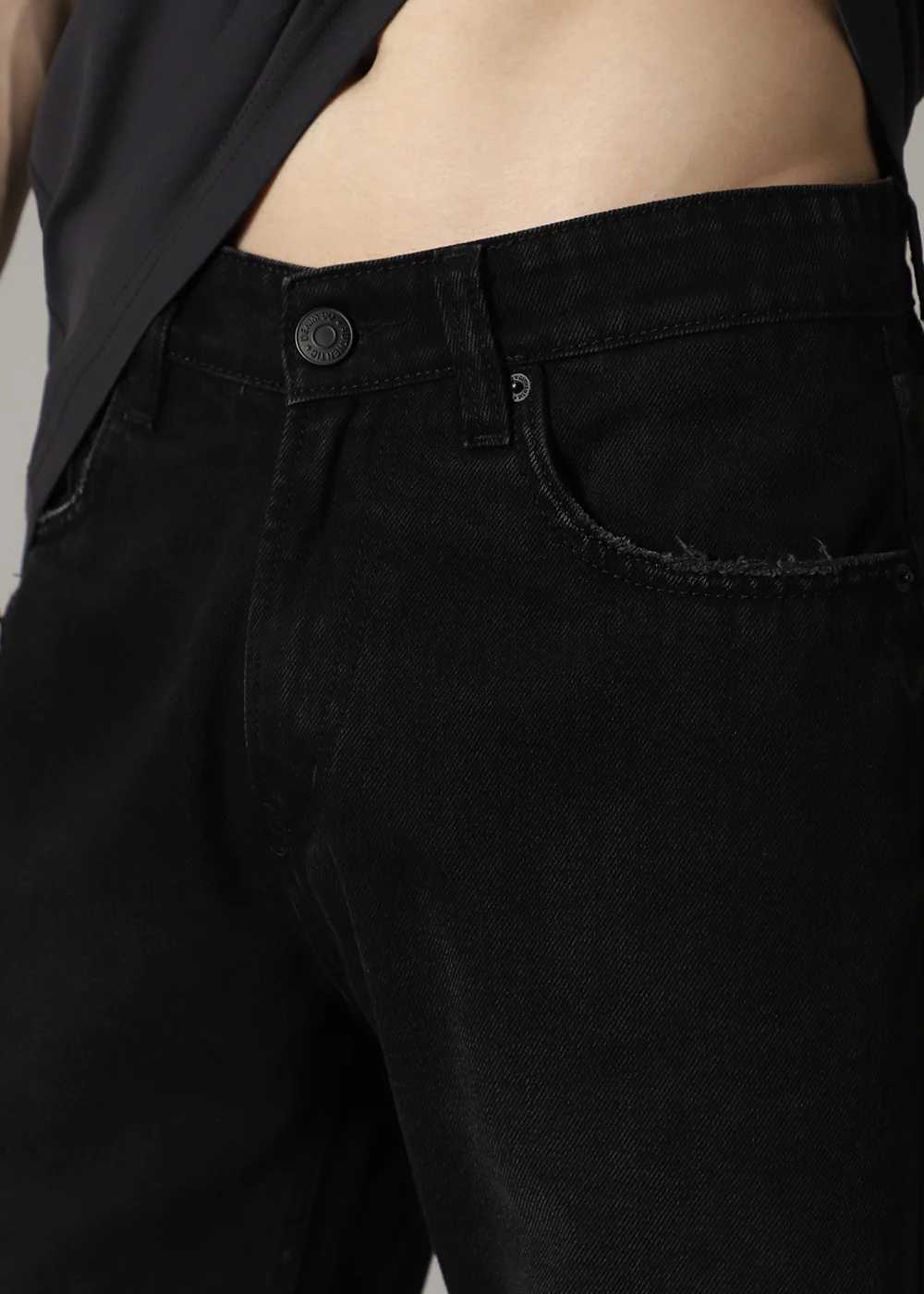 Black Ripped Straight Fit Jeans - Image 2
