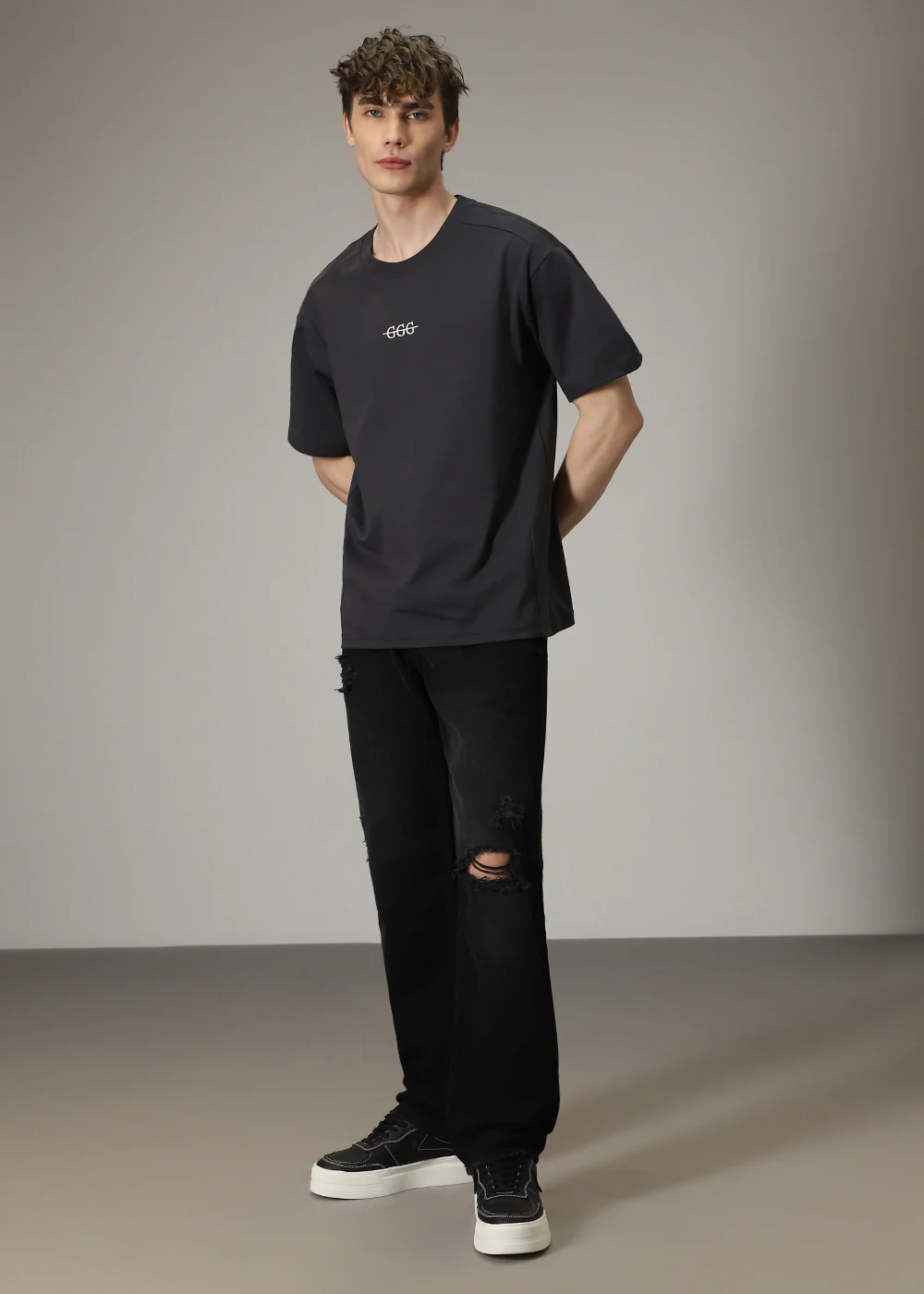 Black Ripped Straight Fit Jeans - Image 8