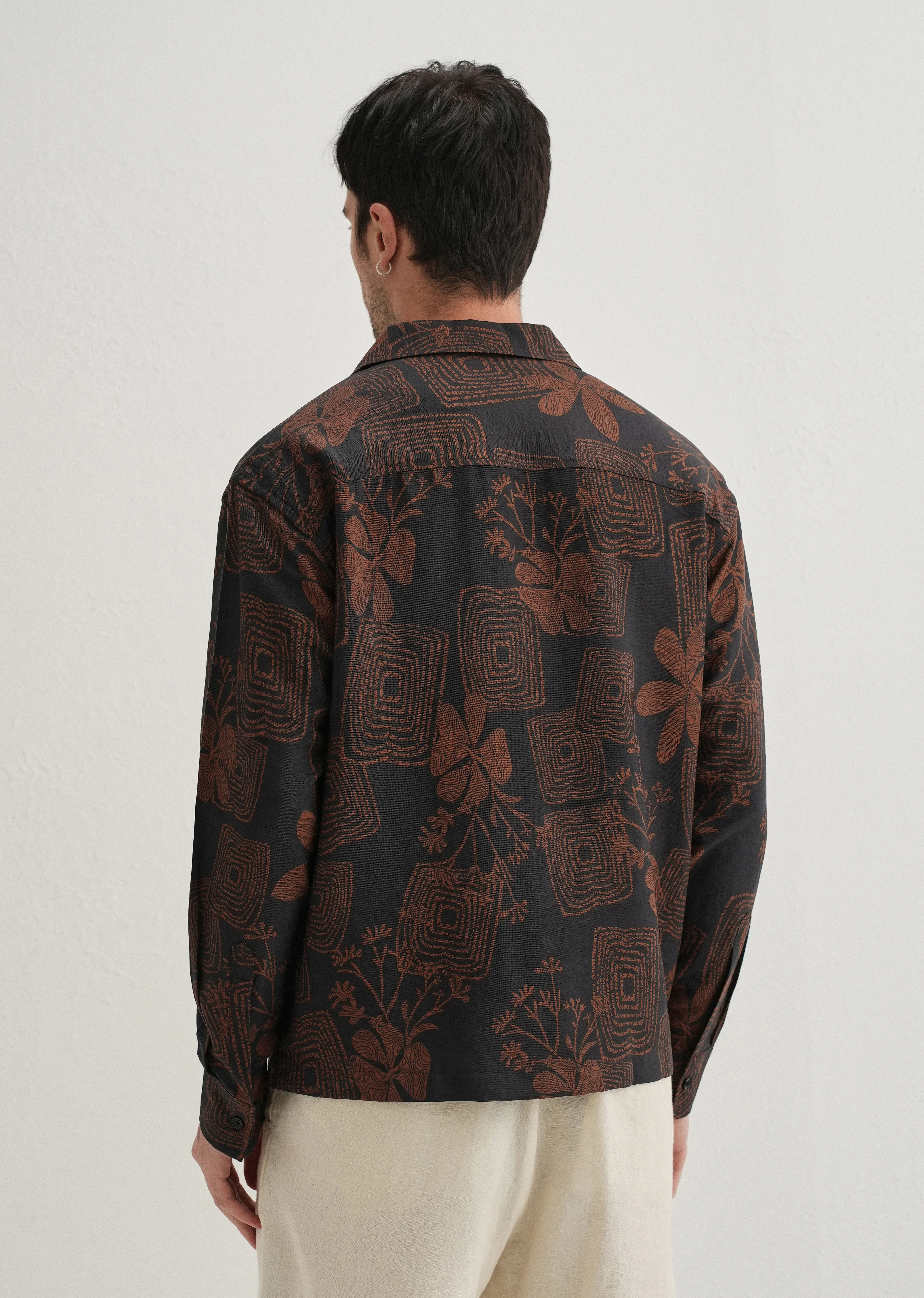 Black Rustic Square Motif Printed Shirt - Image 2