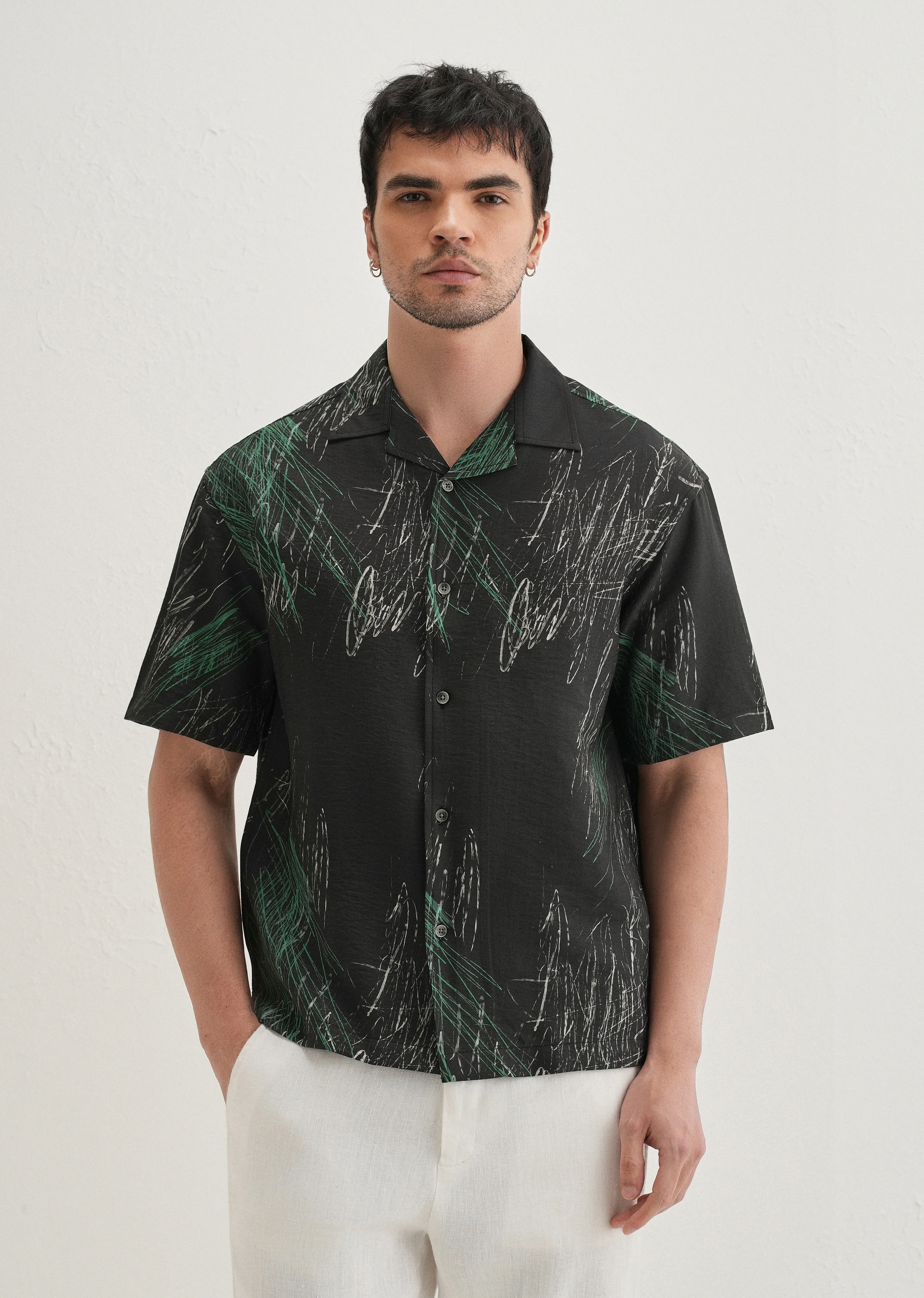Black Scribble Printed Shirt - Image 3
