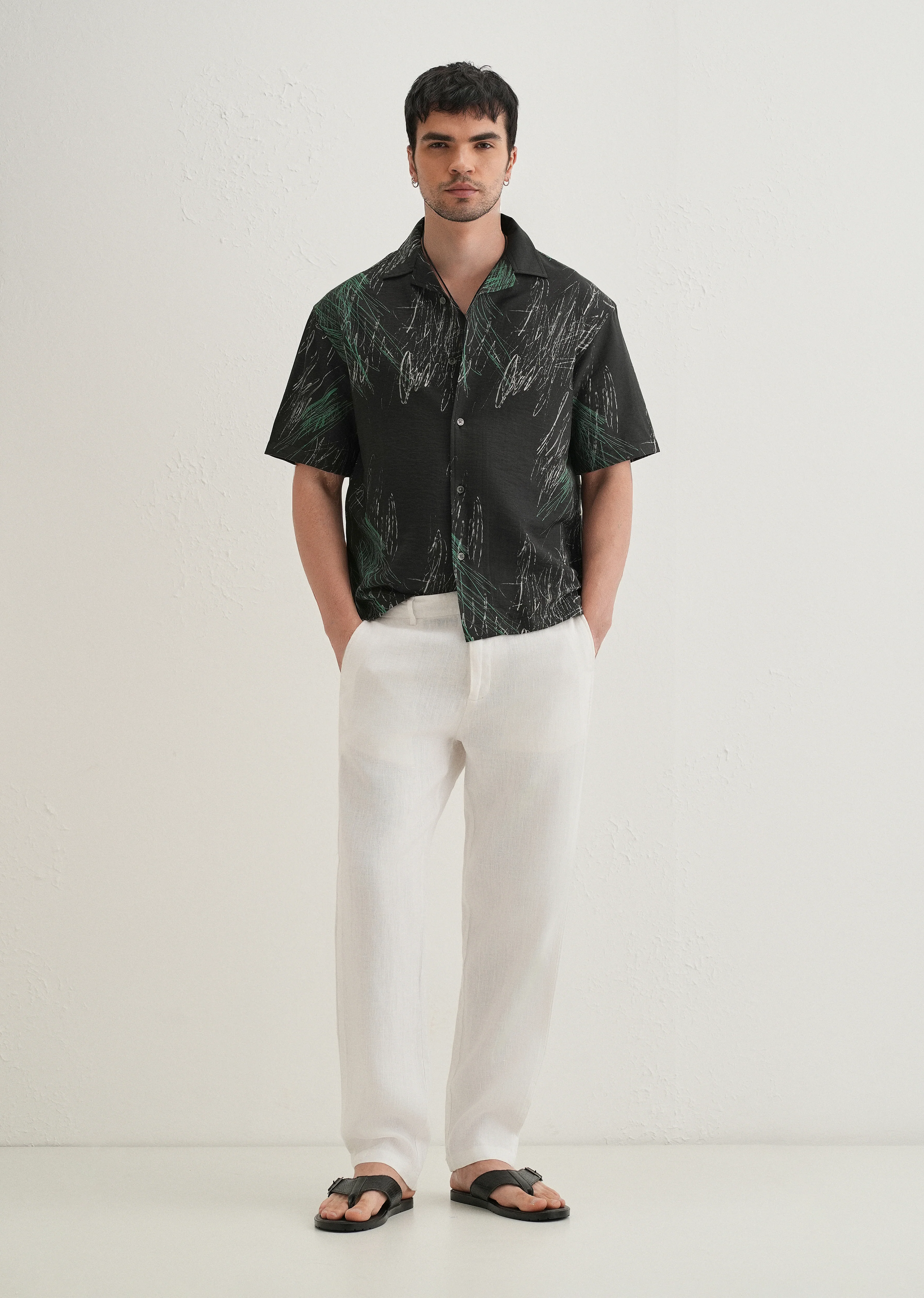 Black Scribble Printed Shirt - Image 6
